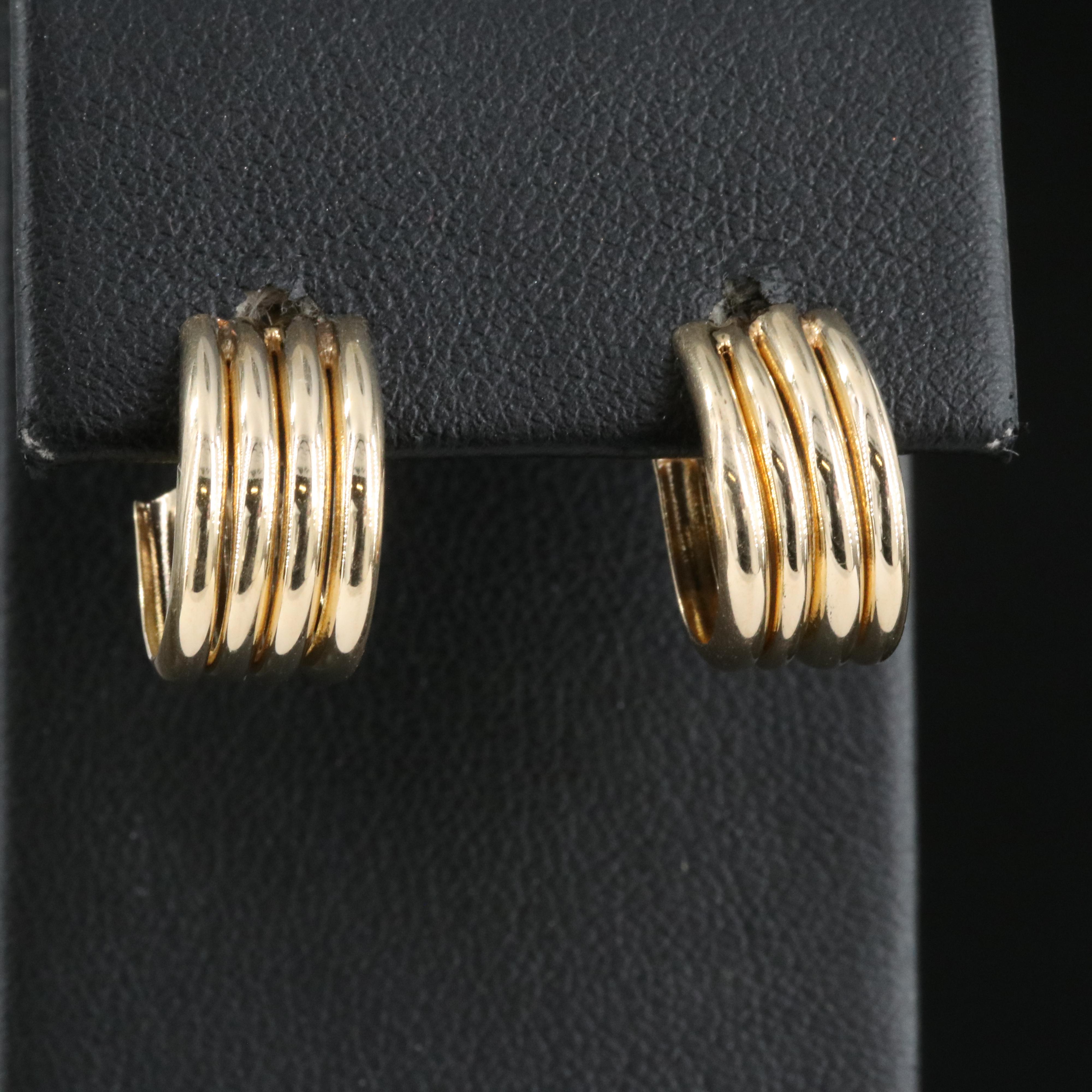 14K Fluted Half Hoop Earrings