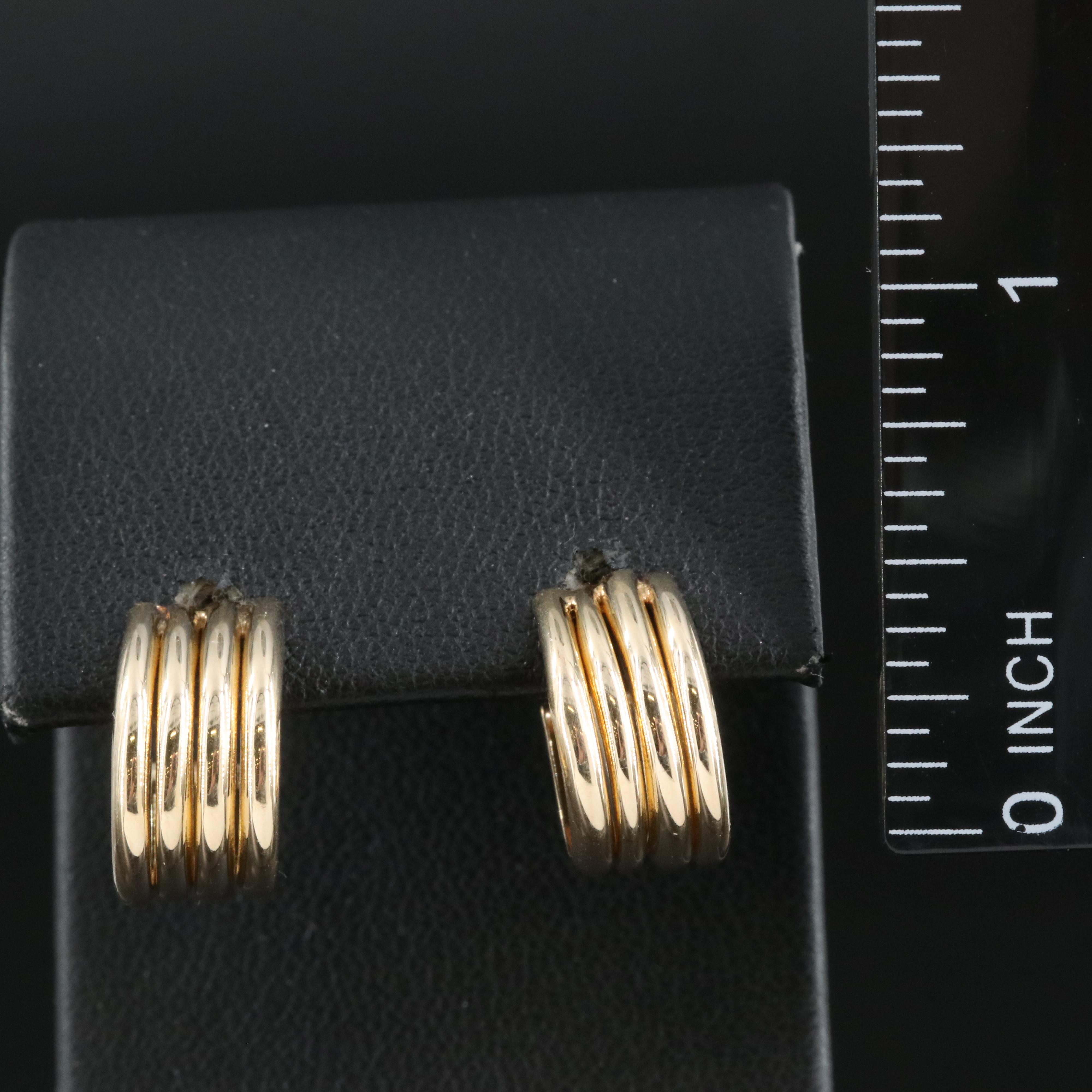 14K Fluted Half Hoop Earrings