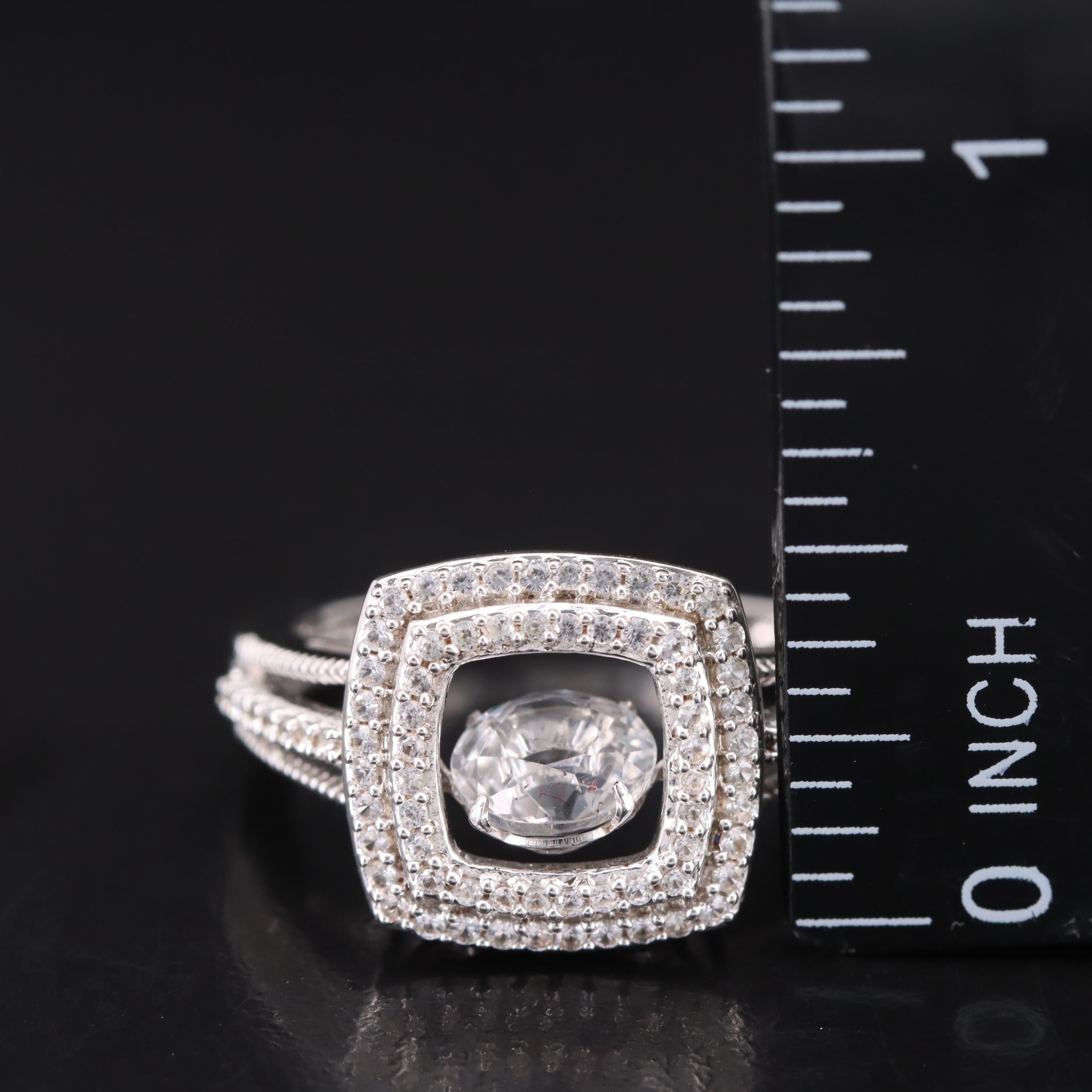 Sterling White Topaz and White Sapphire Shimmer Ring