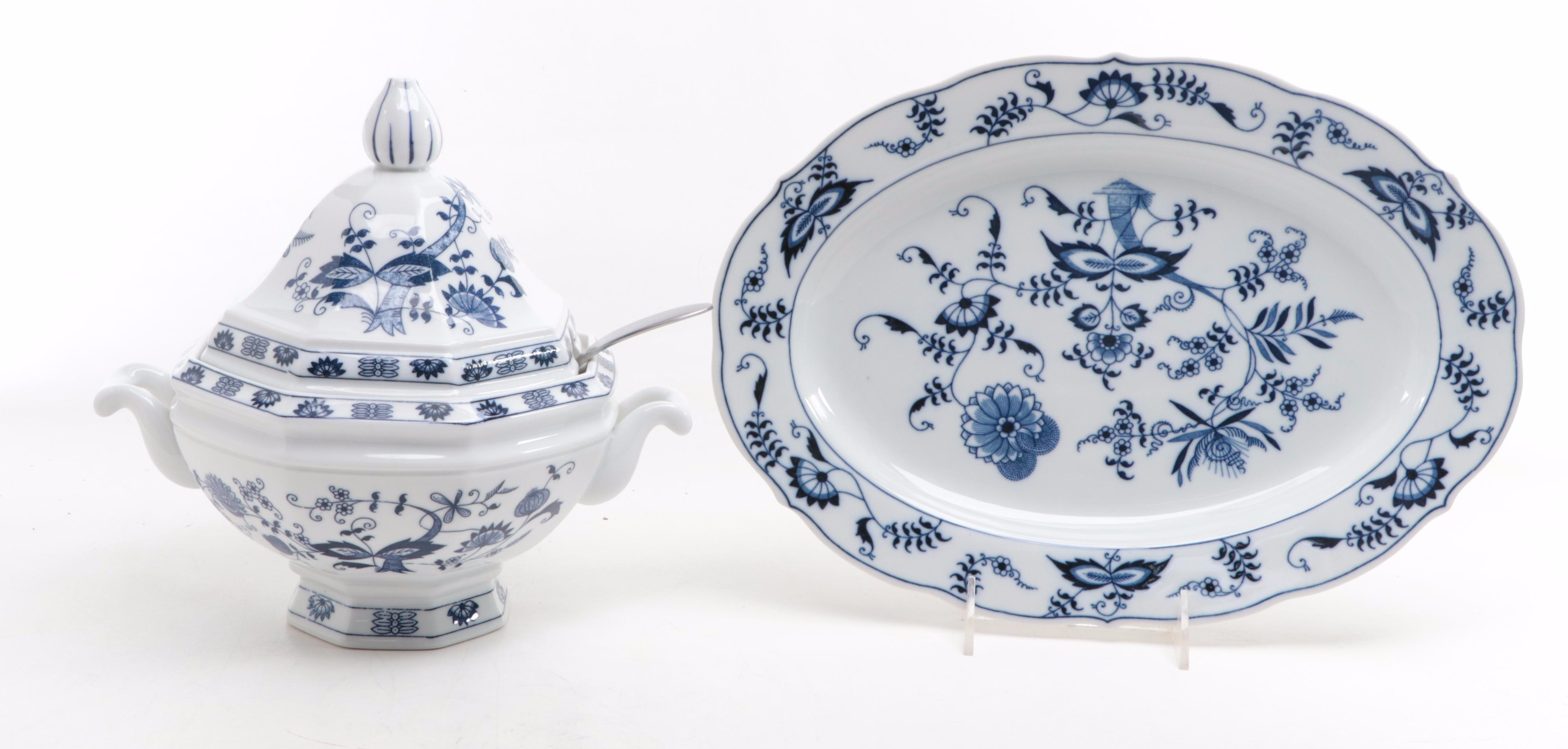 Japanese Blue Danube and Other Porcelain Serveware