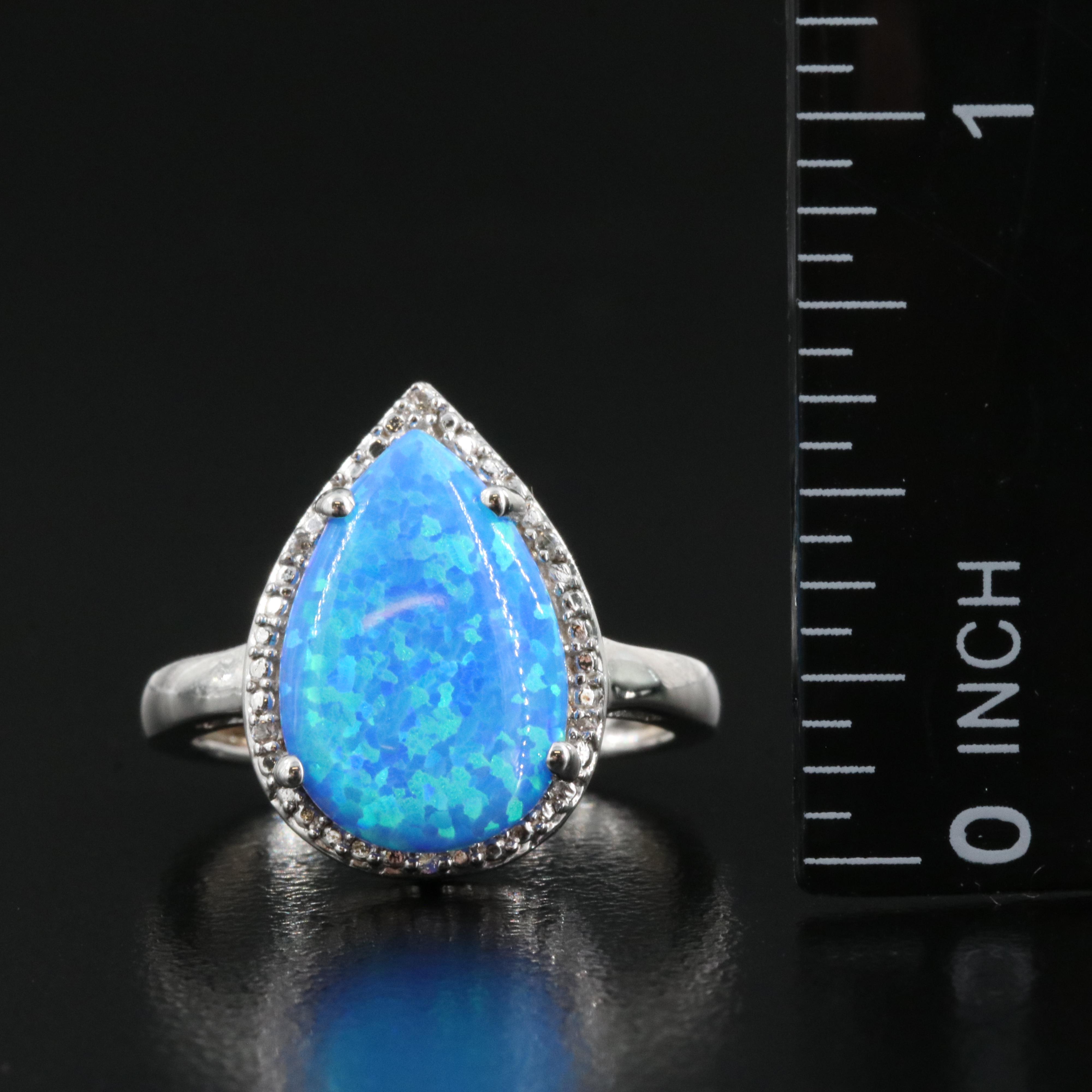Sterling Opal and Sapphire Ring