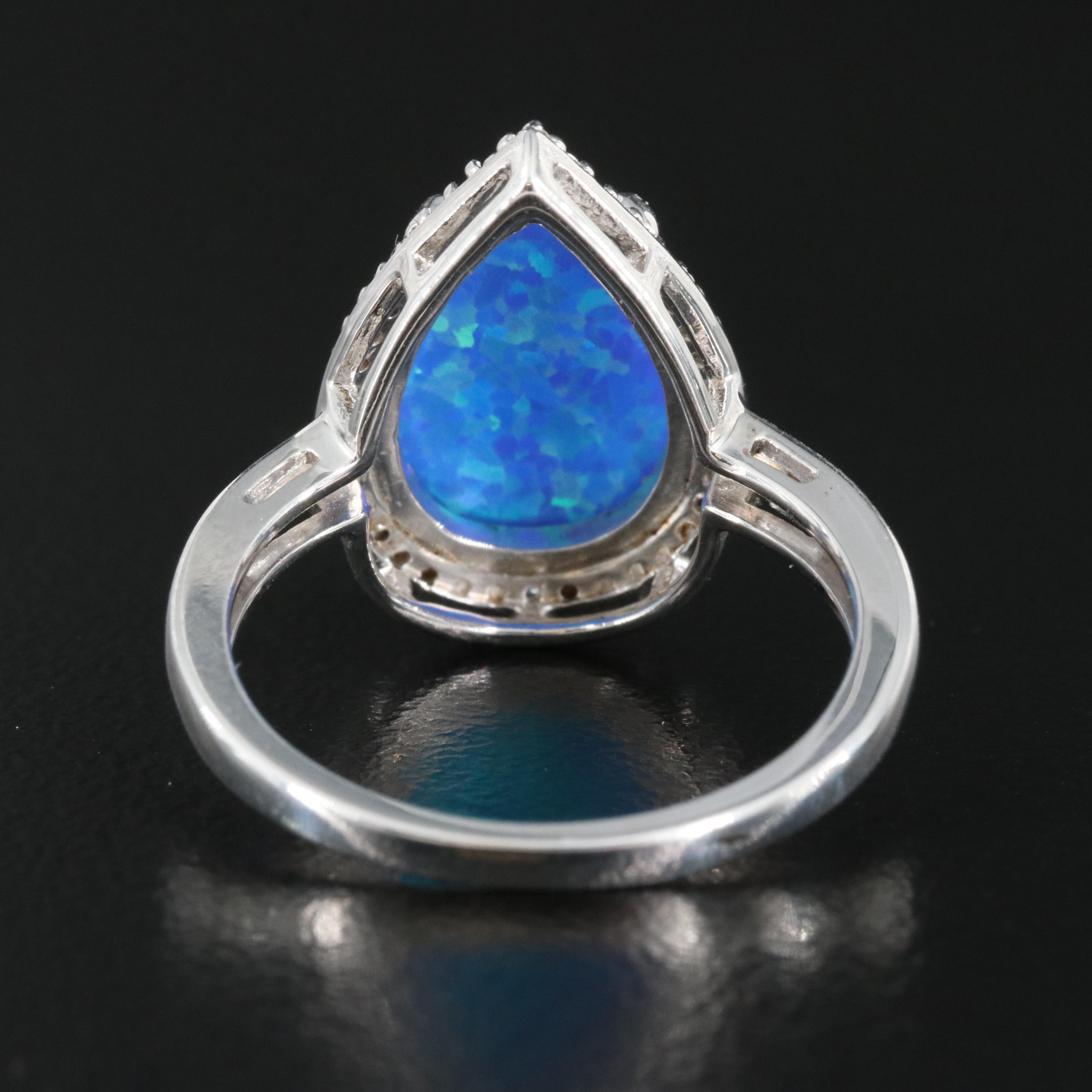 Sterling Opal and Sapphire Ring