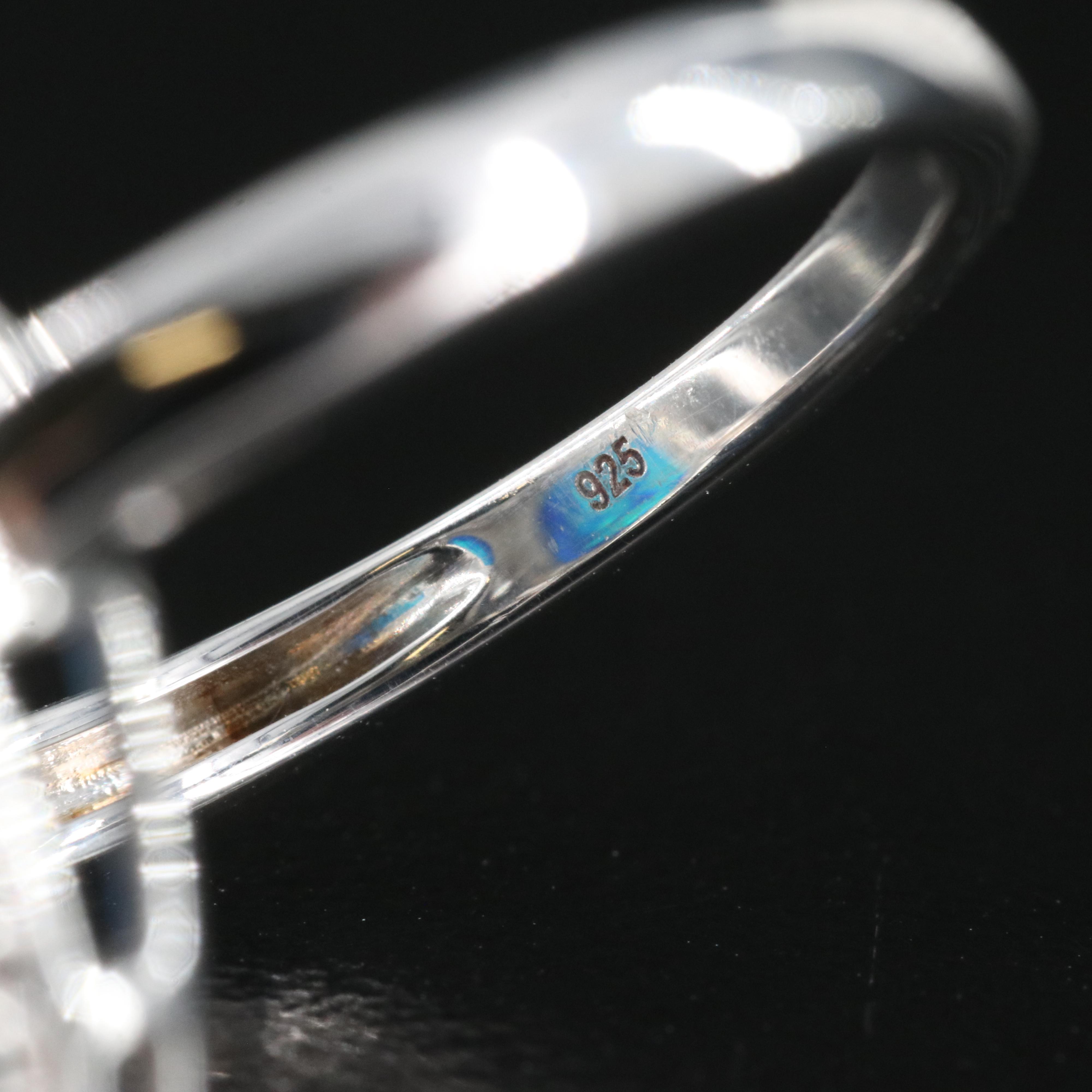 Sterling Opal and Sapphire Ring