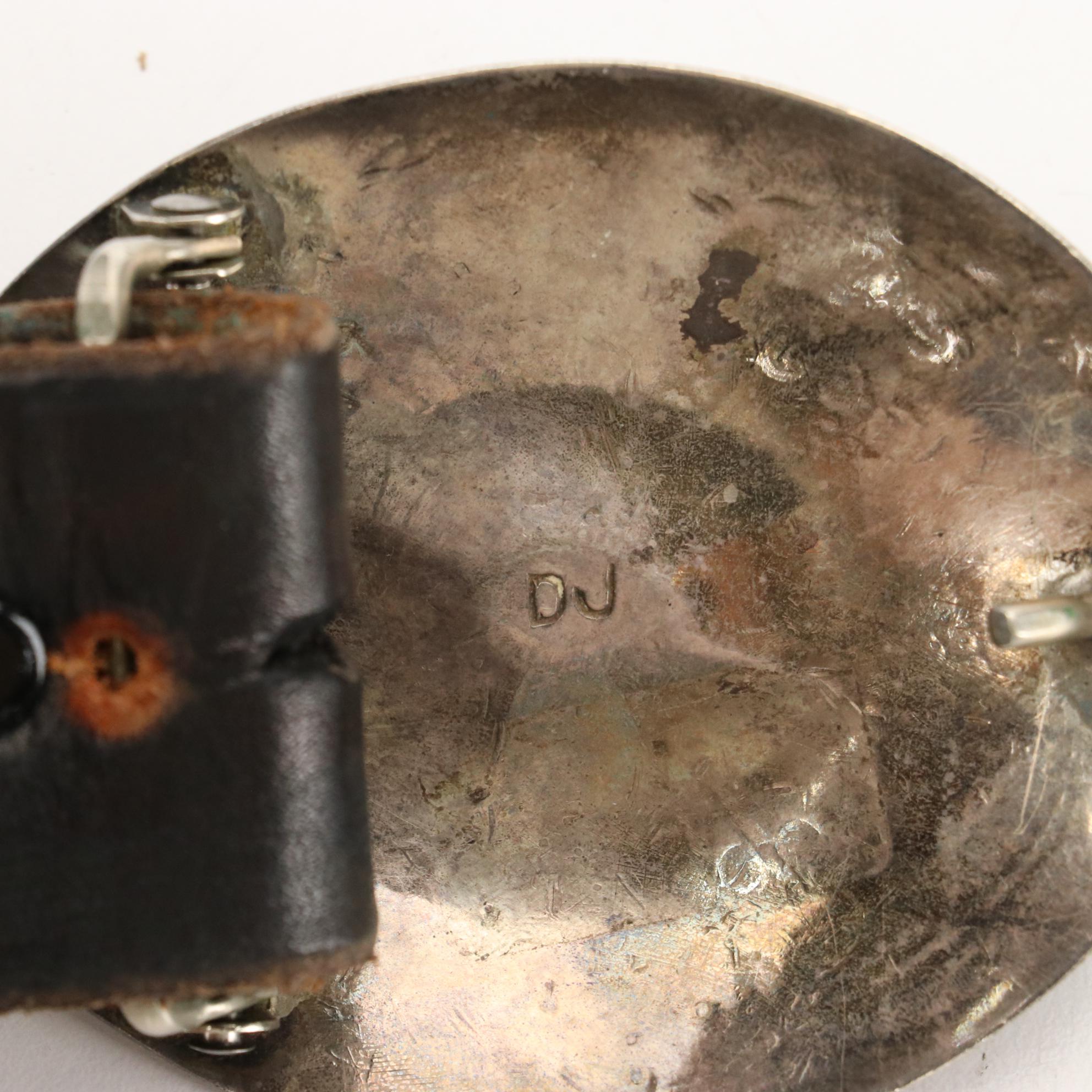 DJ Sterling Silver and Black Leather Southwestern Concho Belt