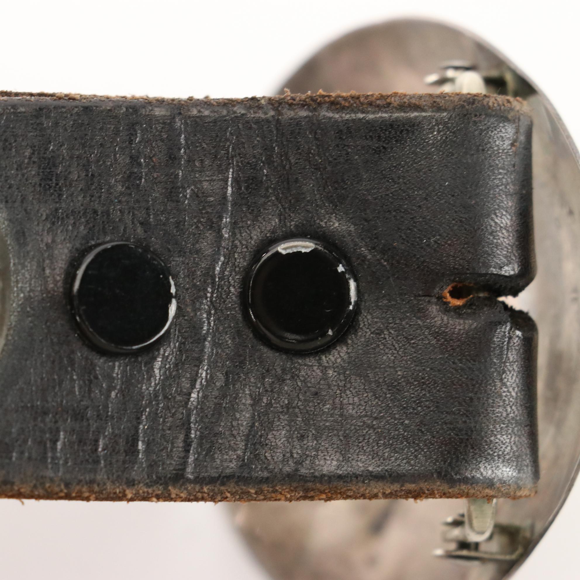 DJ Sterling Silver and Black Leather Southwestern Concho Belt