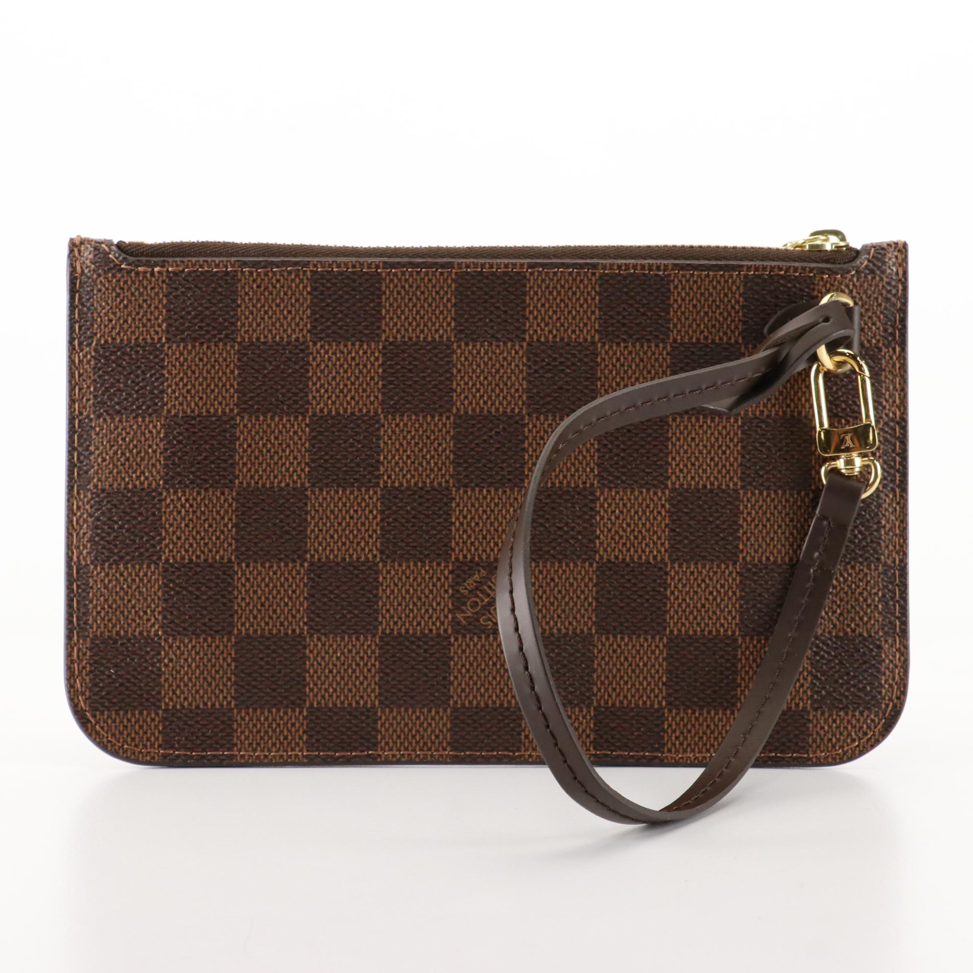 Louis Vuitton Neverfull PM Pochette in Damier Ebene Canvas with Strap