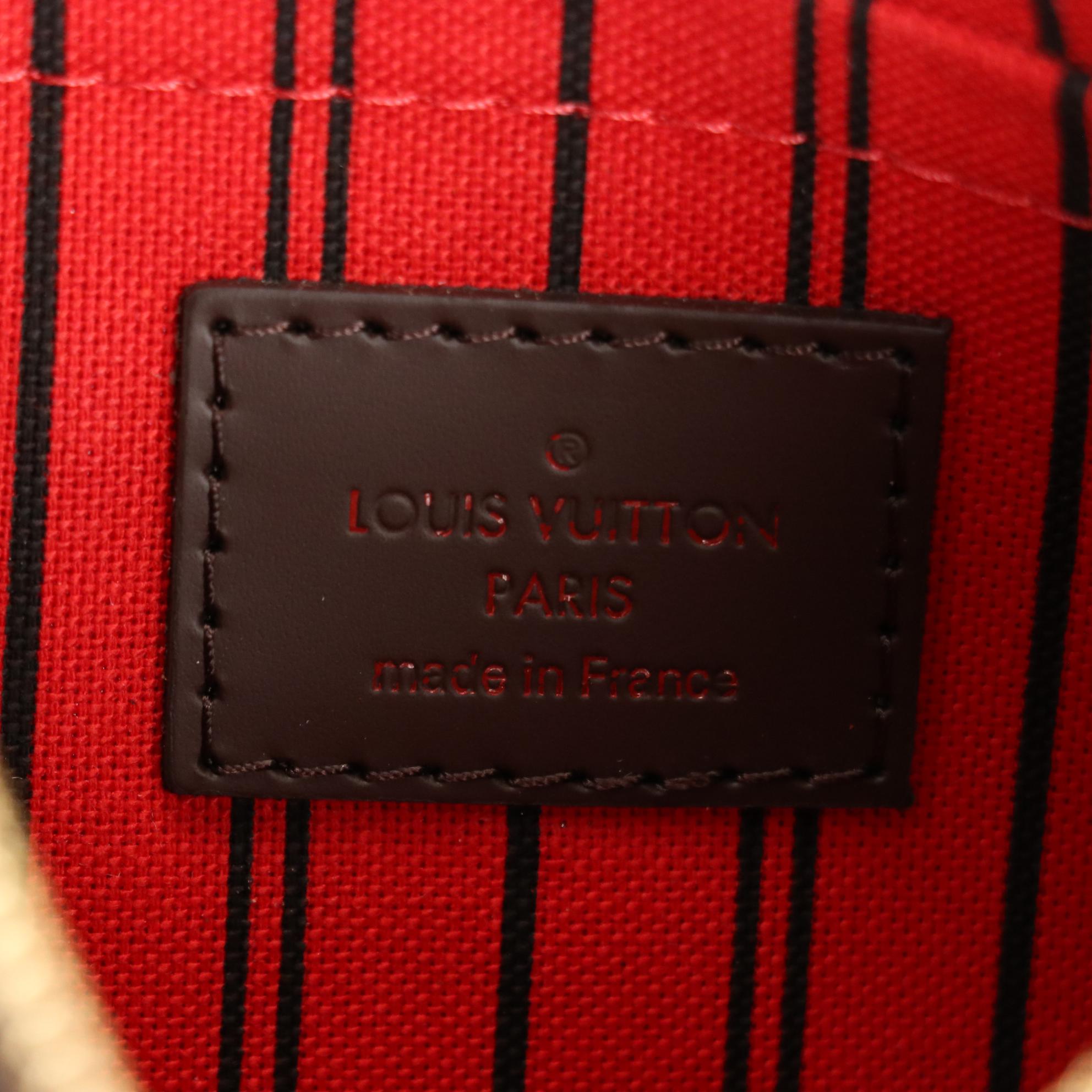 Louis Vuitton Neverfull PM Pochette in Damier Ebene Canvas with Strap