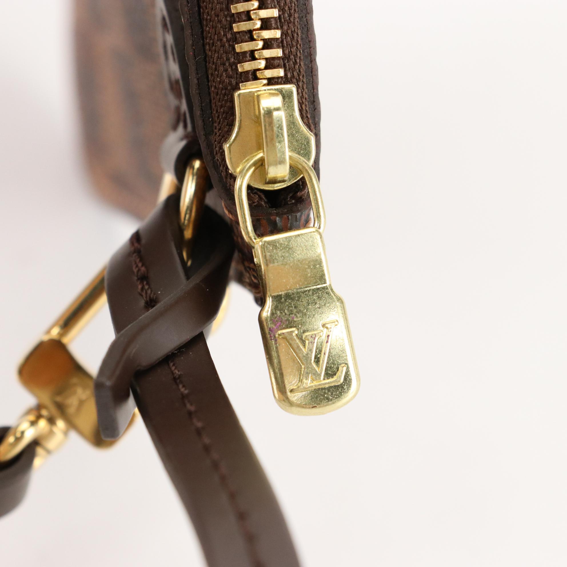 Louis Vuitton Neverfull PM Pochette in Damier Ebene Canvas with Strap