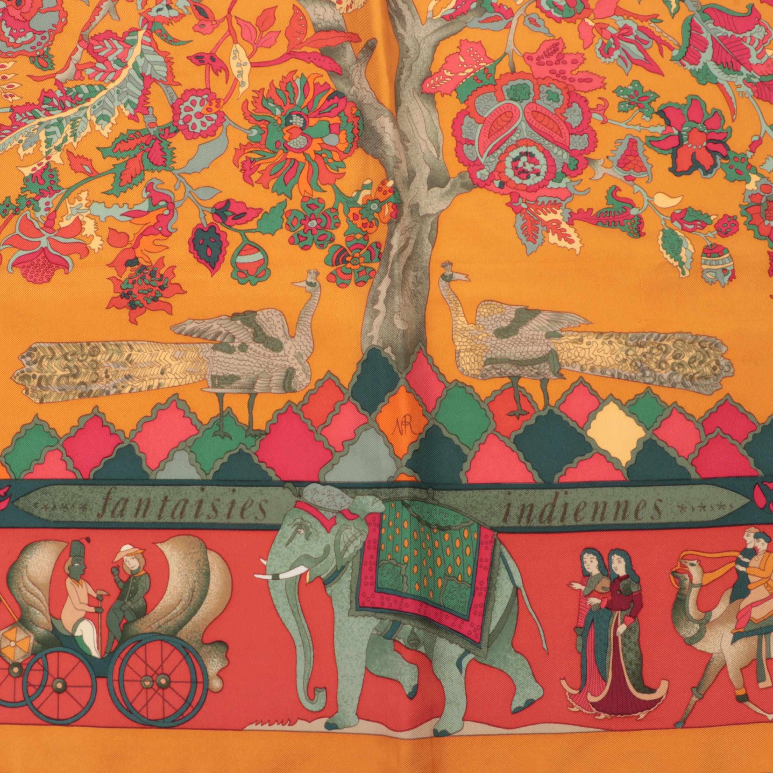 Hermès "Fantaisies Indiennes" Scarf 90 in Silk Twill with Box