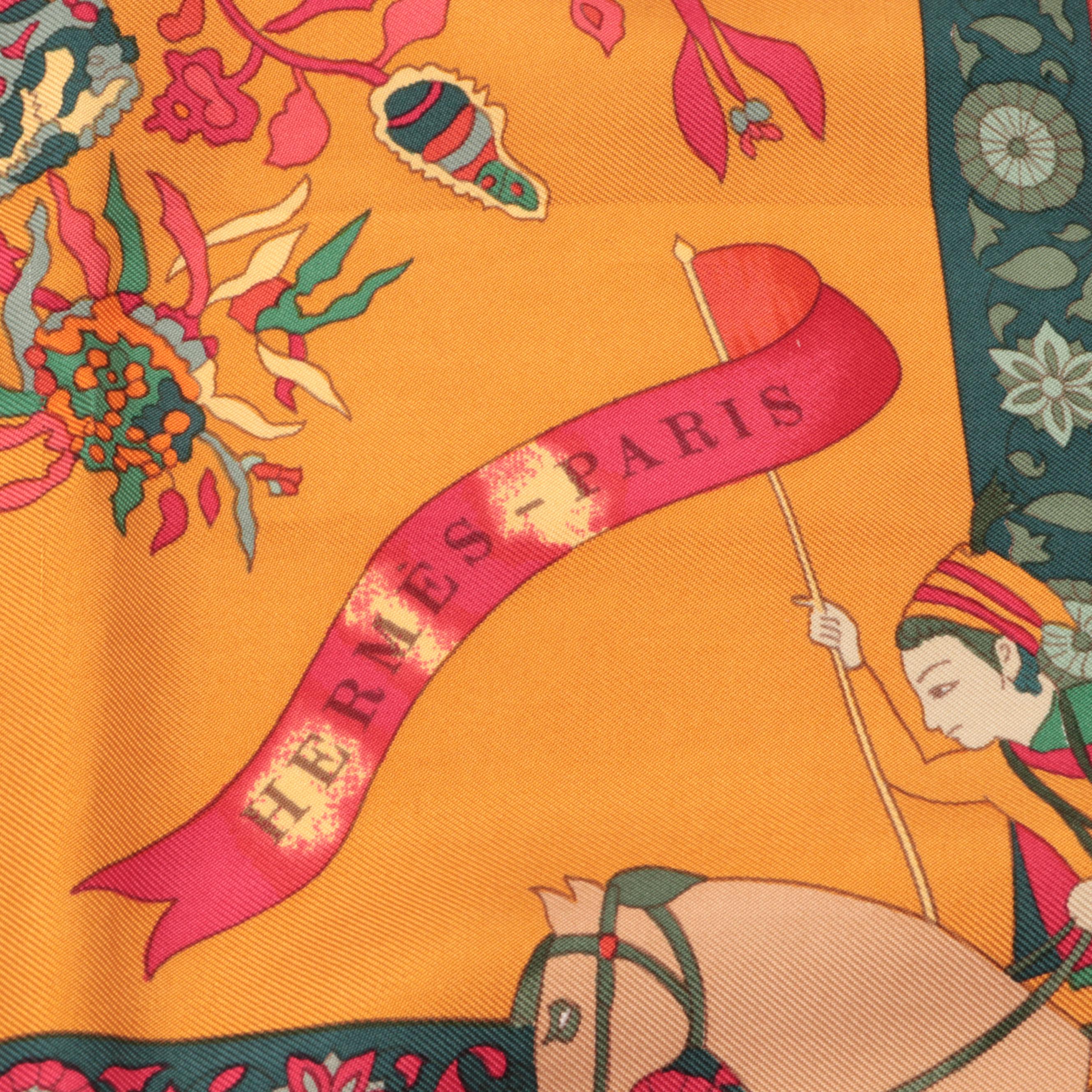 Hermès "Fantaisies Indiennes" Scarf 90 in Silk Twill with Box