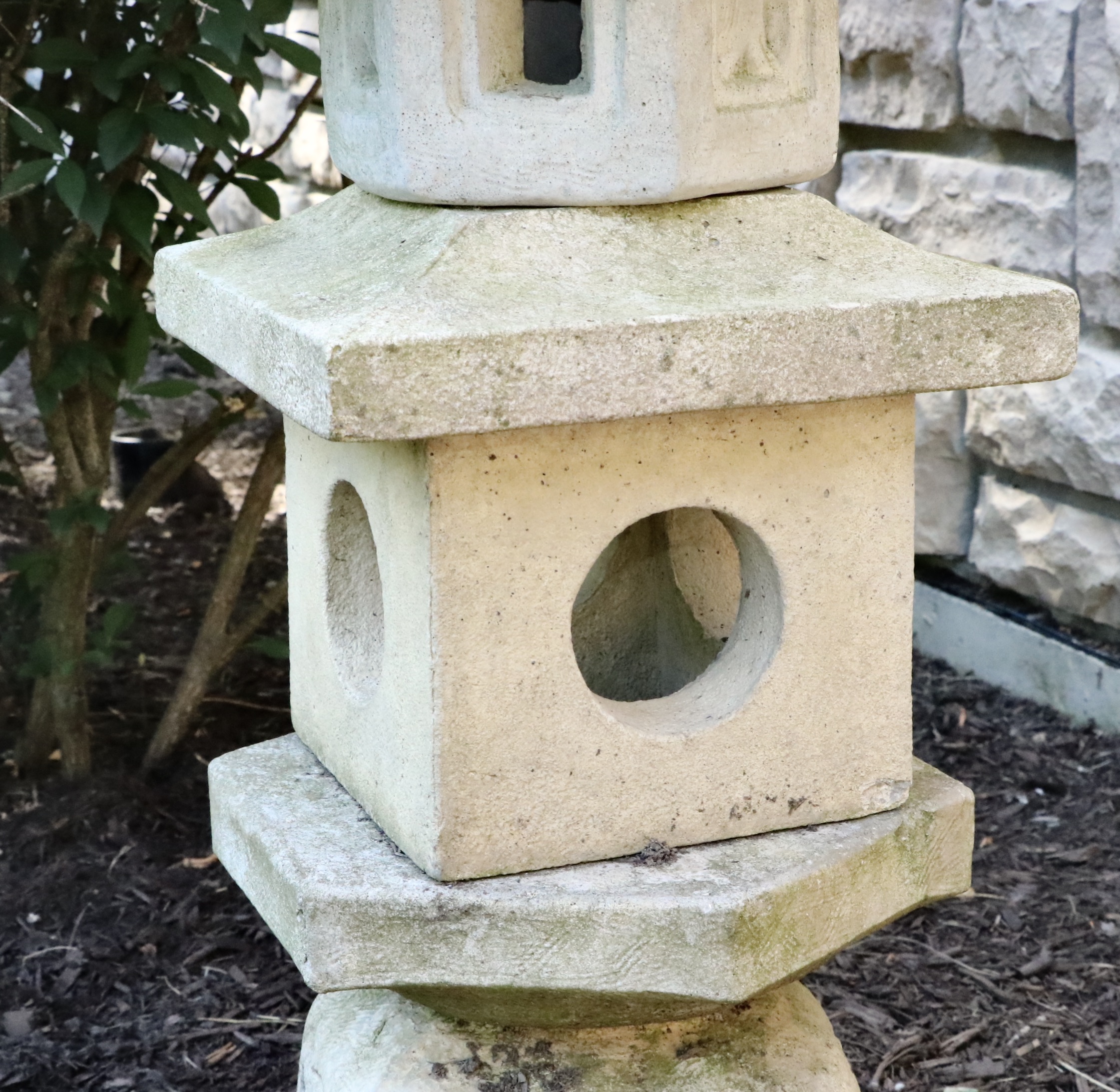 Four Piece Concrete Pagoda Garden Statuary