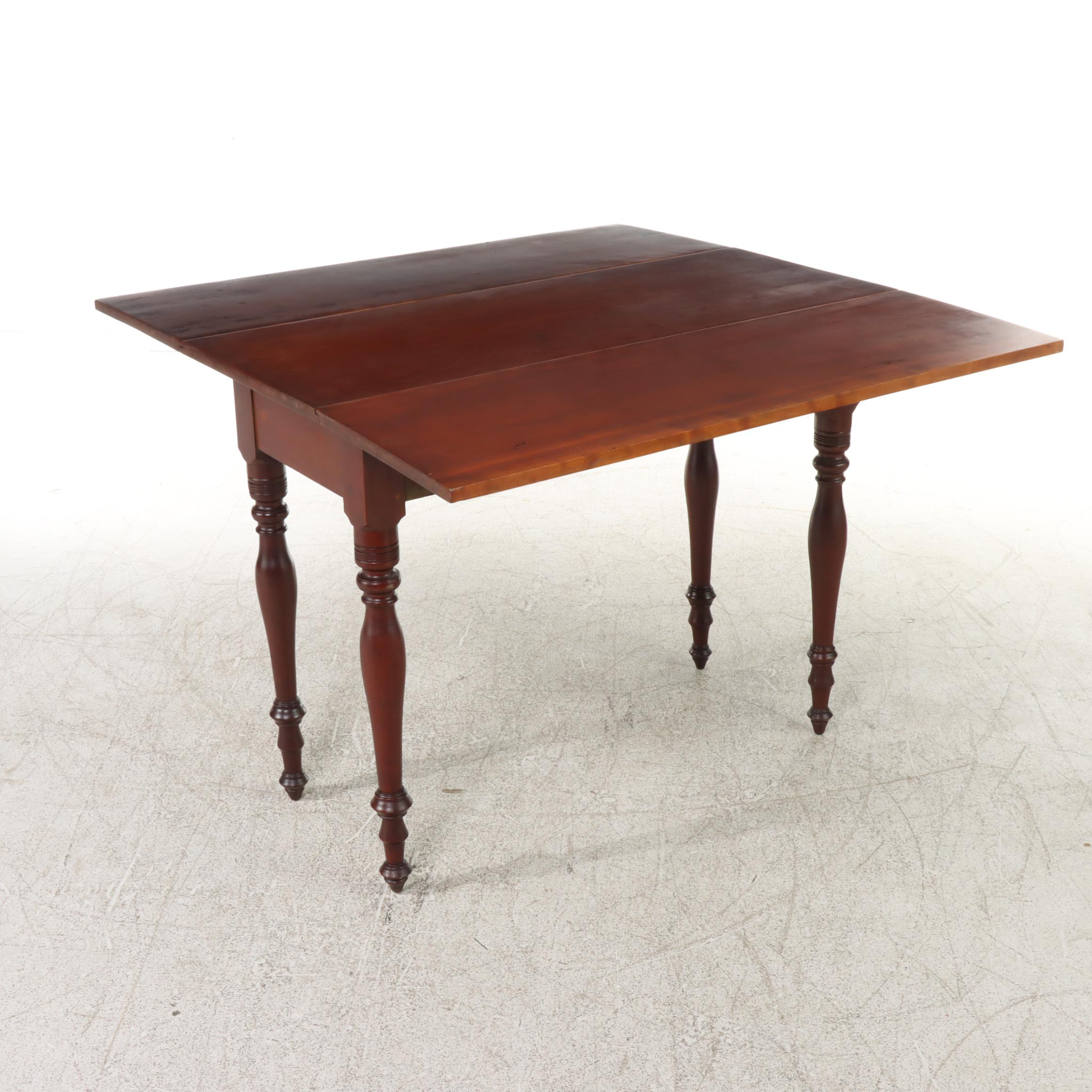 American Primitive Cherrywood Drop-Leaf Table, 19th Century