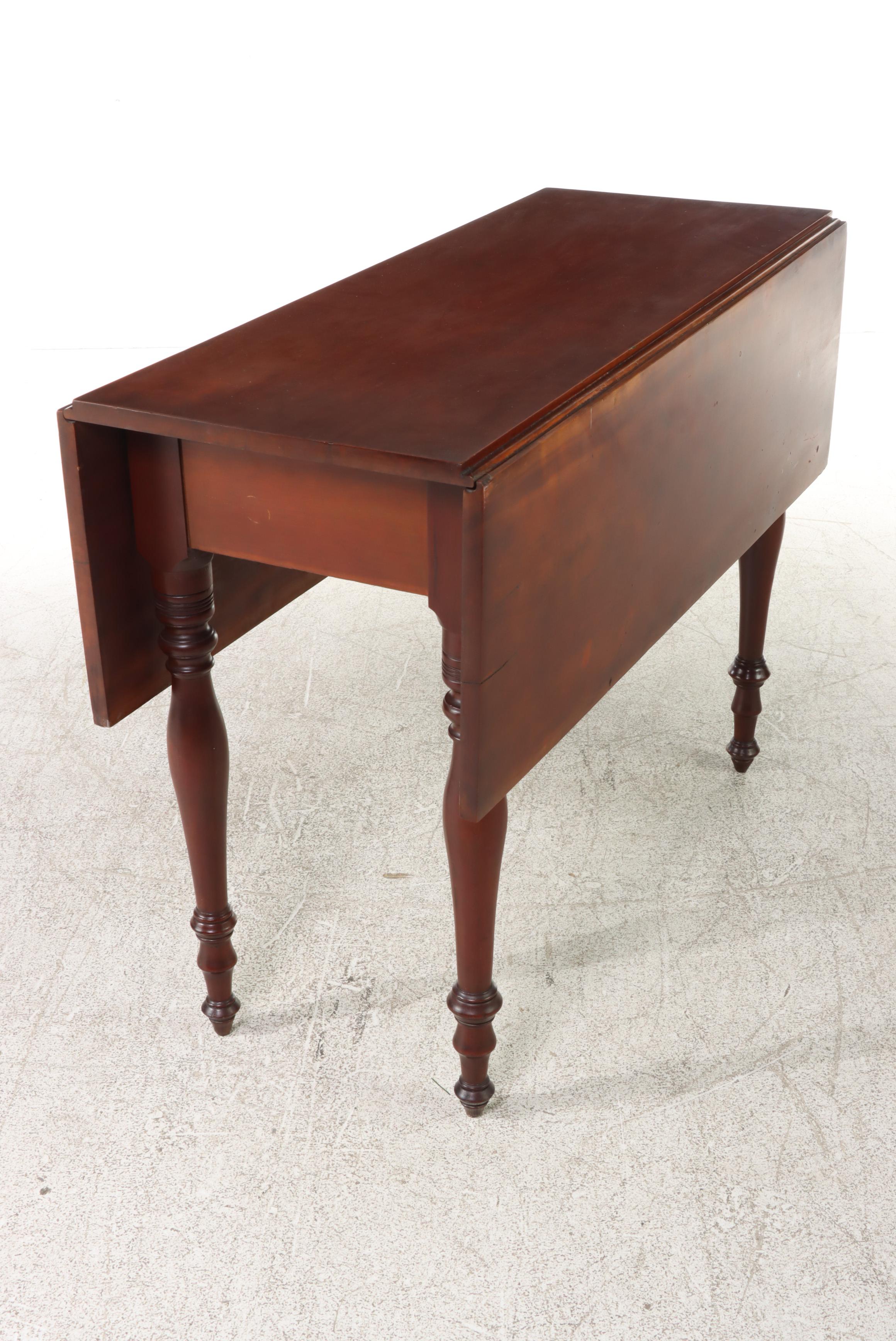 American Primitive Cherrywood Drop-Leaf Table, 19th Century