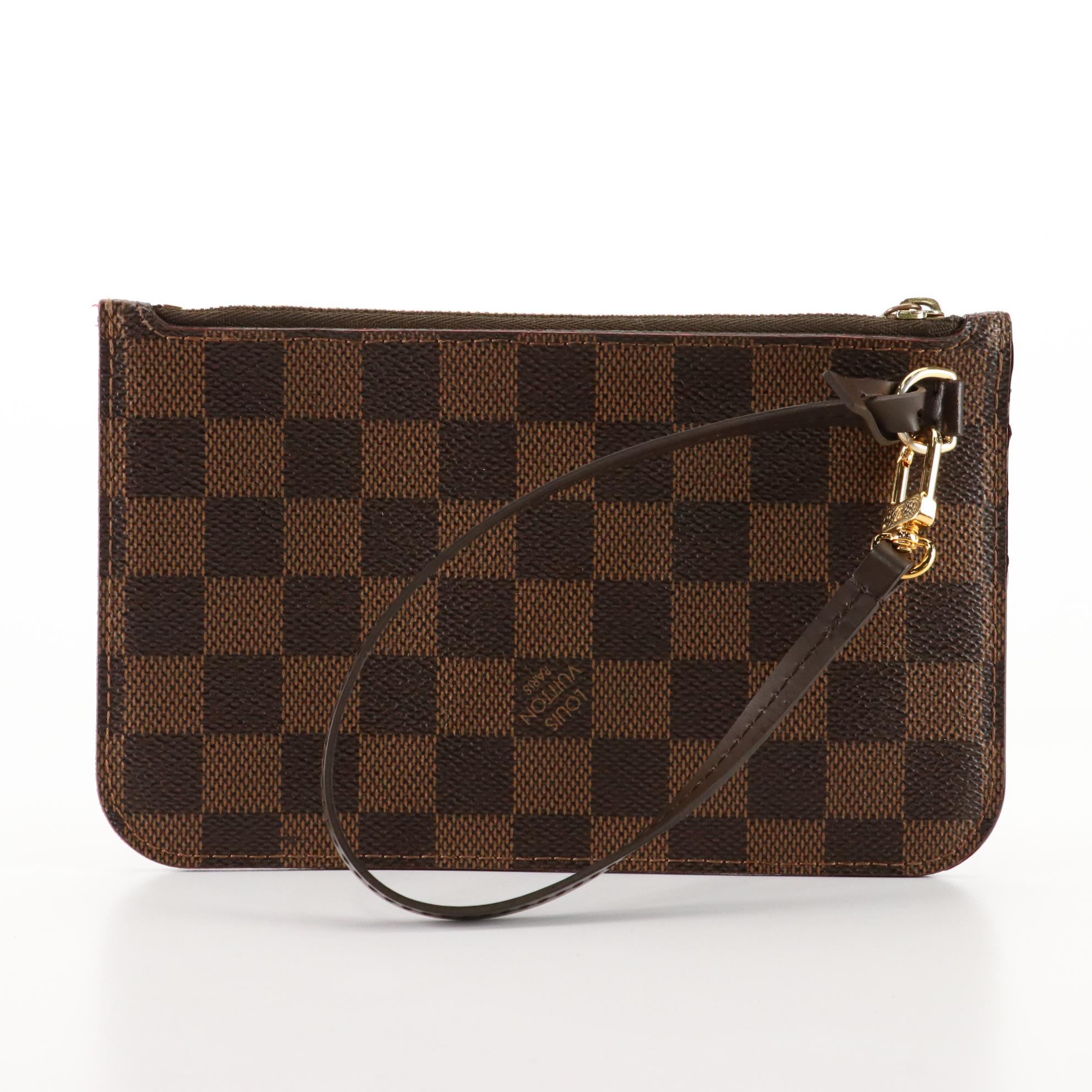 Louis Vuitton Neverfull PM Pochette in Damier Ebene Canvas with Strap