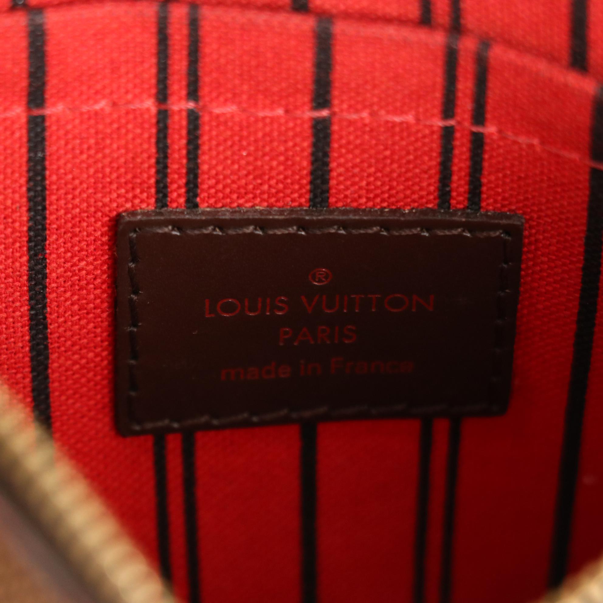 Louis Vuitton Neverfull PM Pochette in Damier Ebene Canvas with Strap