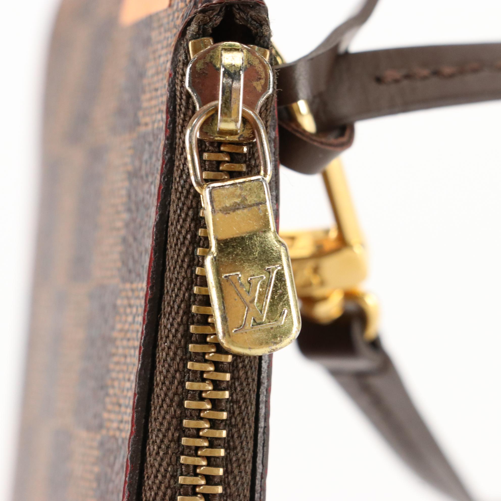 Louis Vuitton Neverfull PM Pochette in Damier Ebene Canvas with Strap