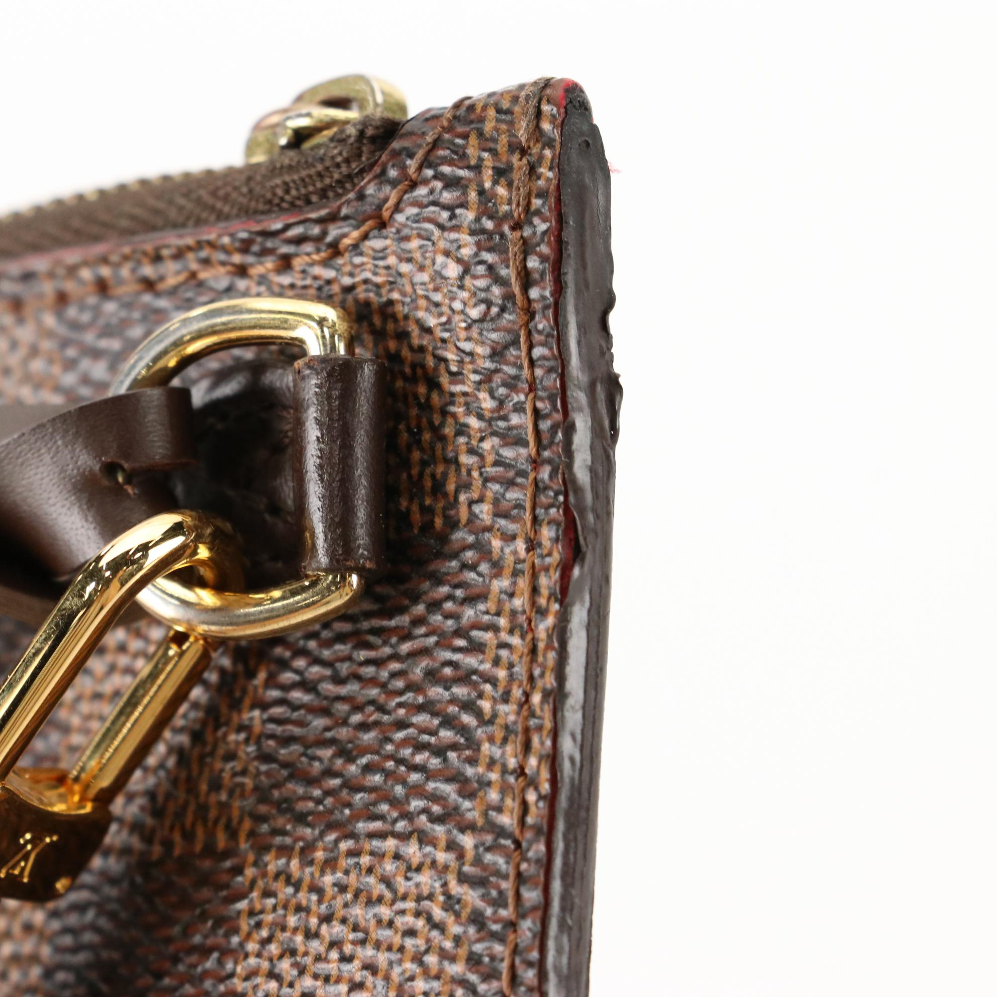 Louis Vuitton Neverfull PM Pochette in Damier Ebene Canvas with Strap