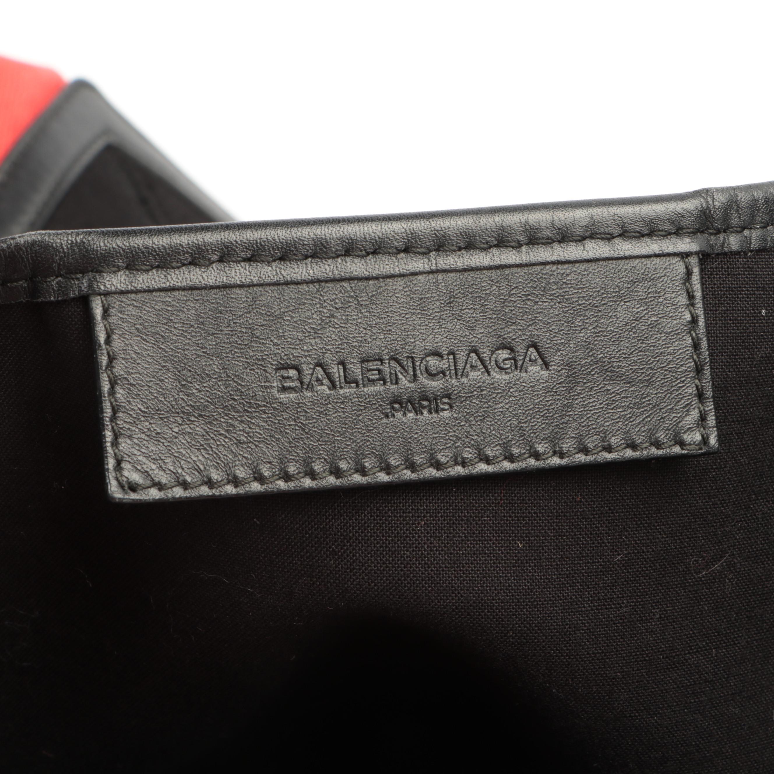 Balenciaga Medium Cabas Tote and Pouch in Striped Canvas with Leather Trim