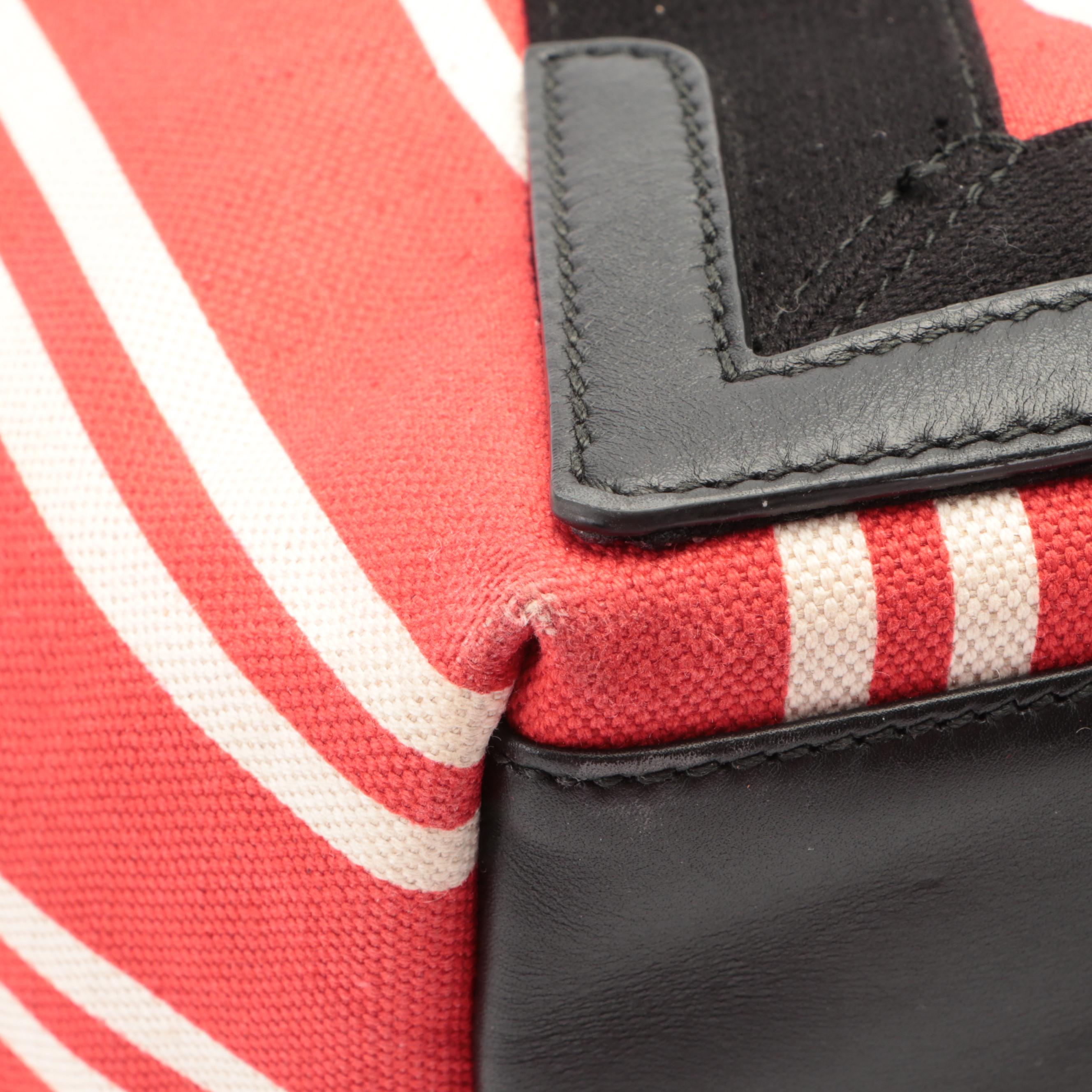 Balenciaga Medium Cabas Tote and Pouch in Striped Canvas with Leather Trim