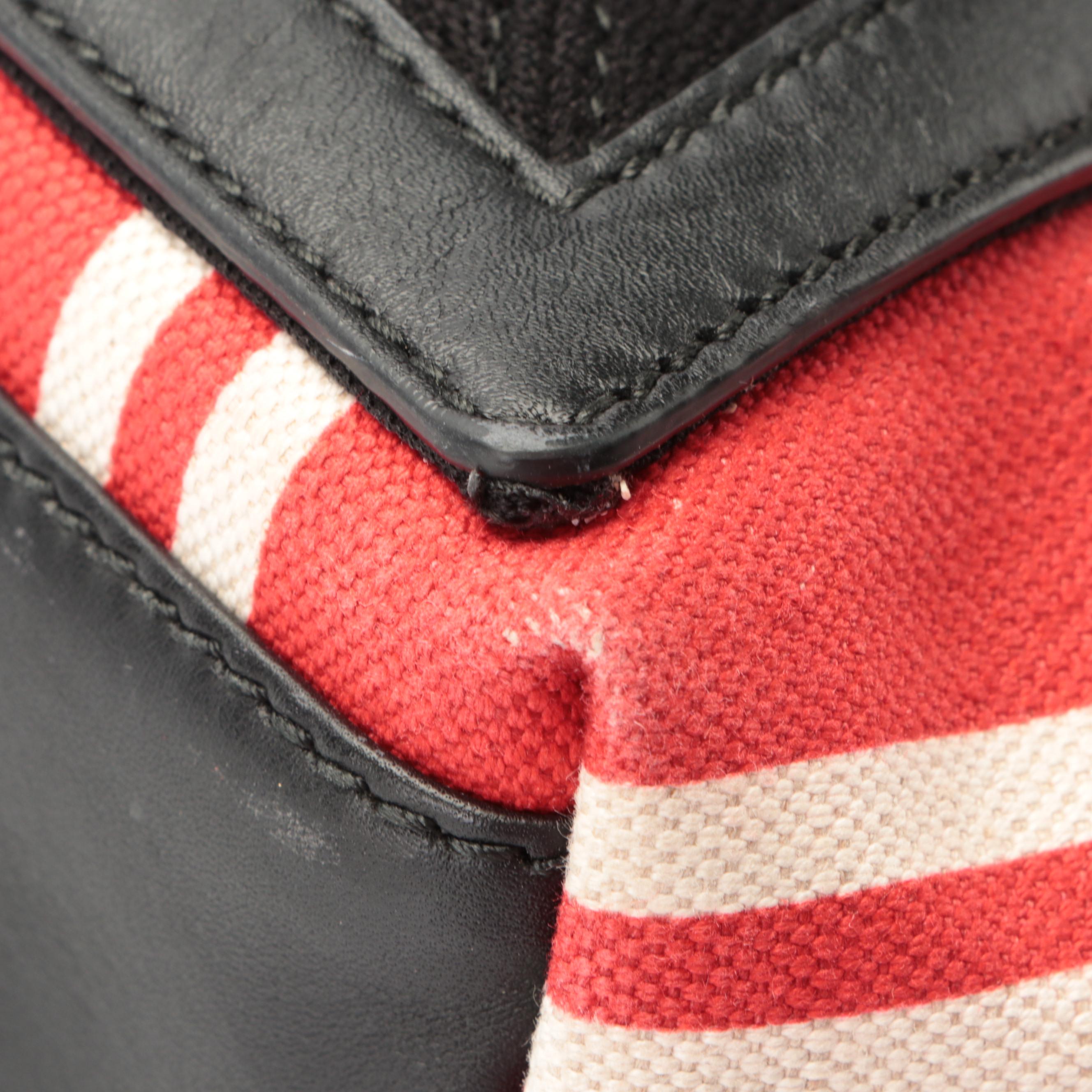 Balenciaga Medium Cabas Tote and Pouch in Striped Canvas with Leather Trim