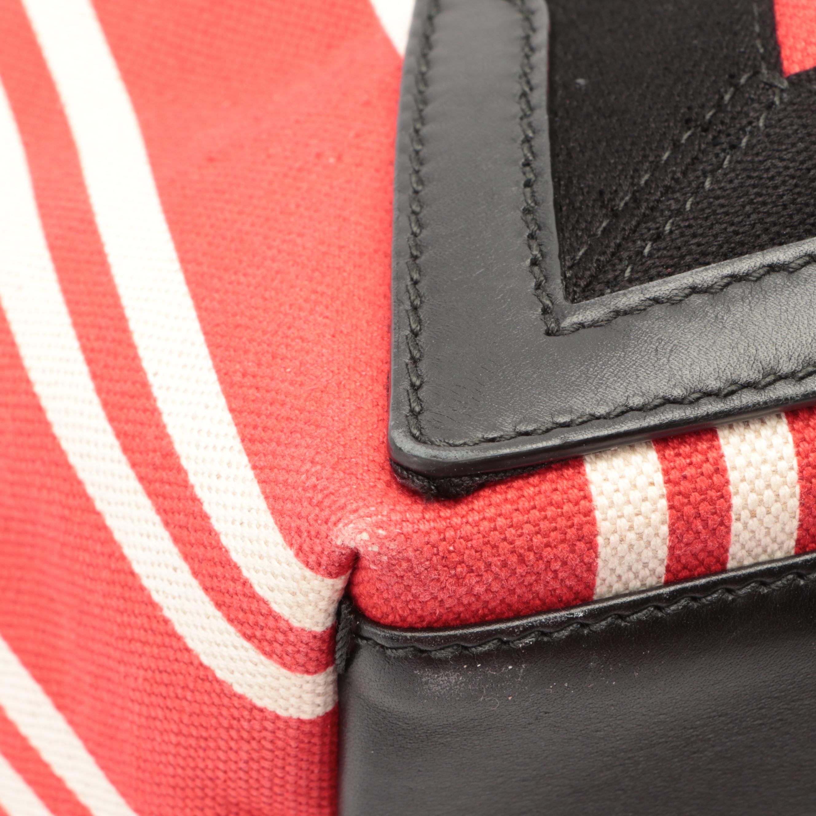 Balenciaga Medium Cabas Tote and Pouch in Striped Canvas with Leather Trim