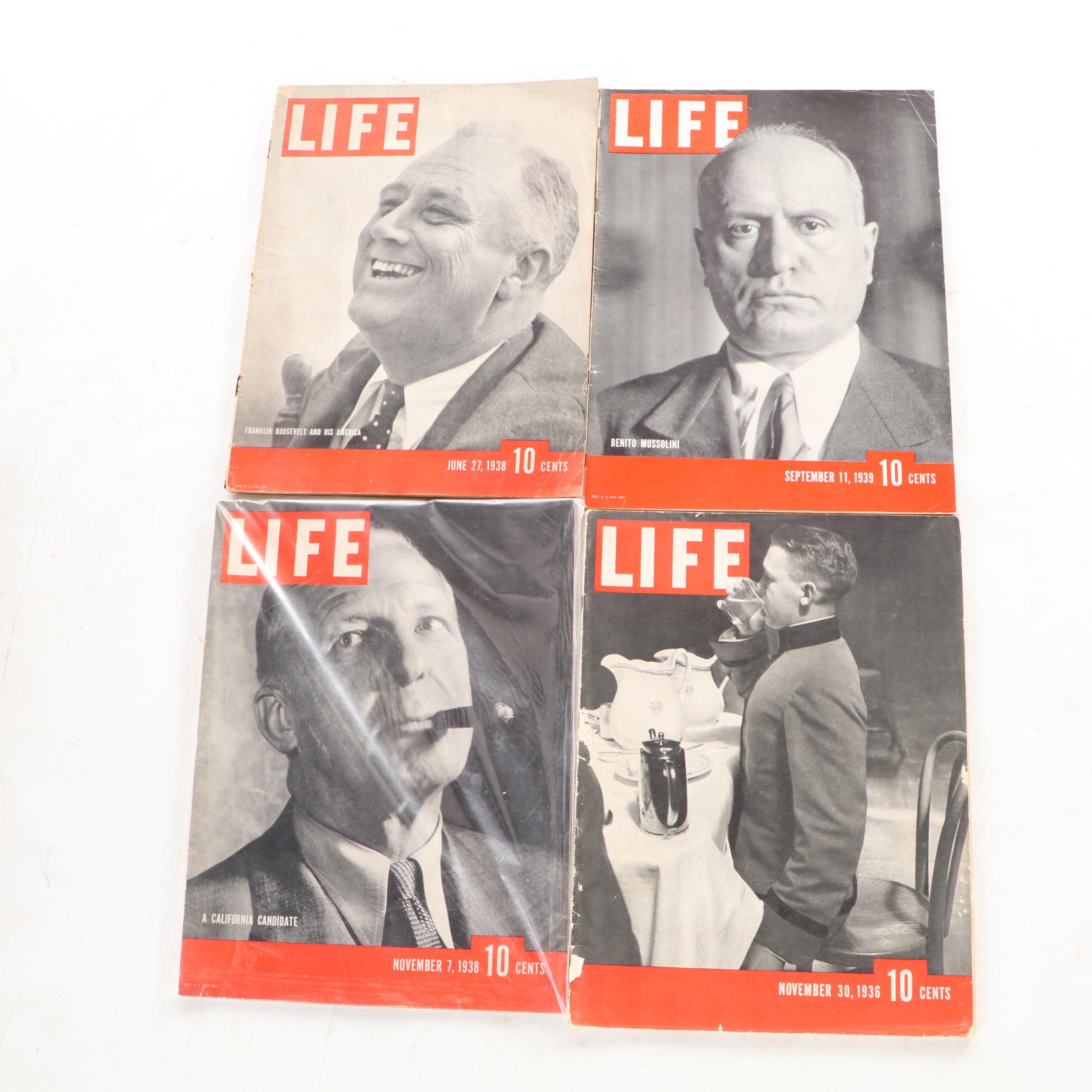 "LIFE" Magazine Collection Featuring Benito Mussolini and More, 1930s