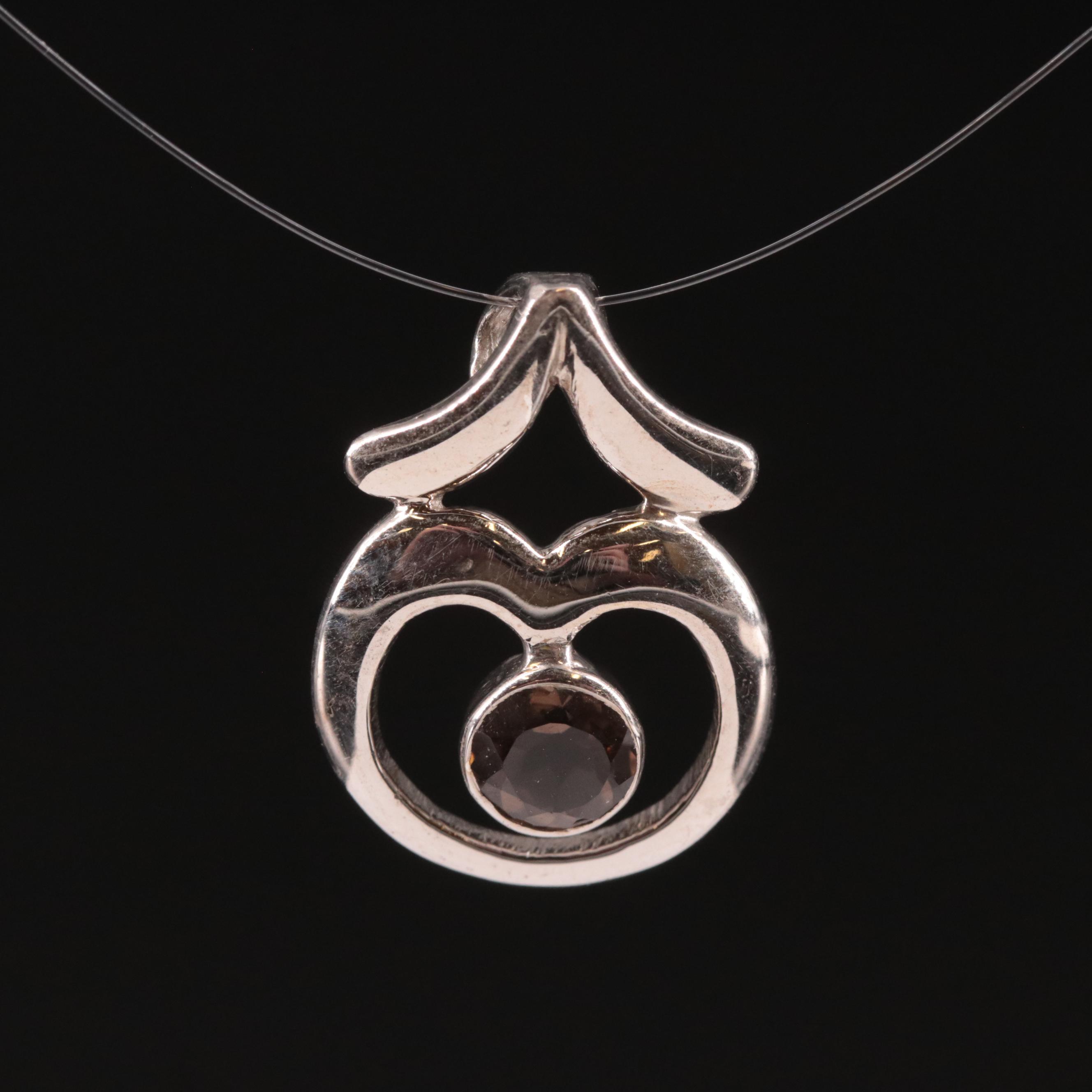 Sterling Smoky Quartz Pendant