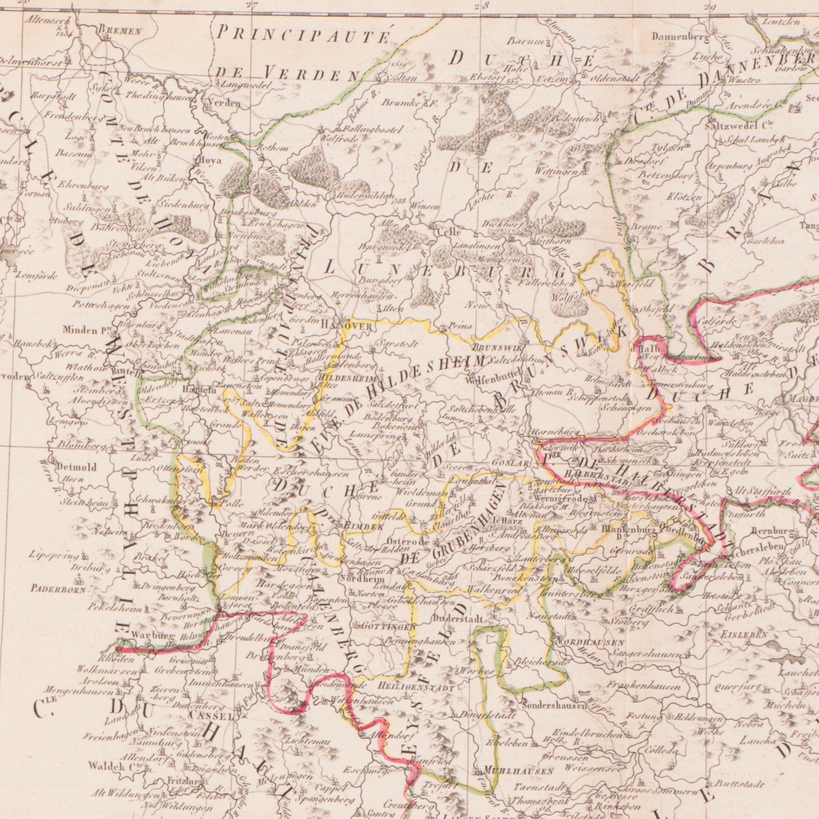 Rigobert Bonne Hand-Colored Map "Cercle de la Basse Saxe. Partie Méridionale"