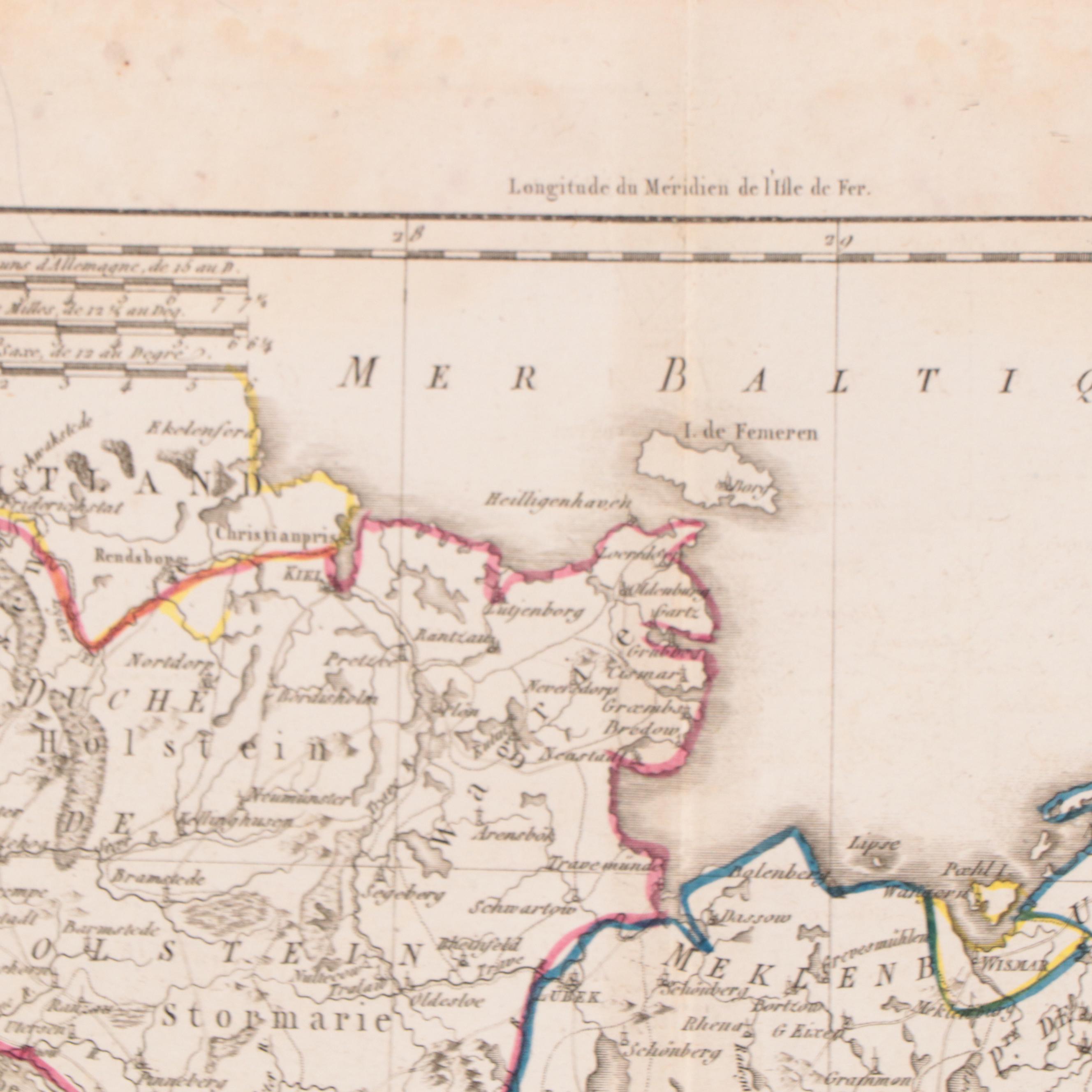 Rigobert Bonne Hand-Colored Map "Cercle de la Basse Saxe. Partie Septentrionale"