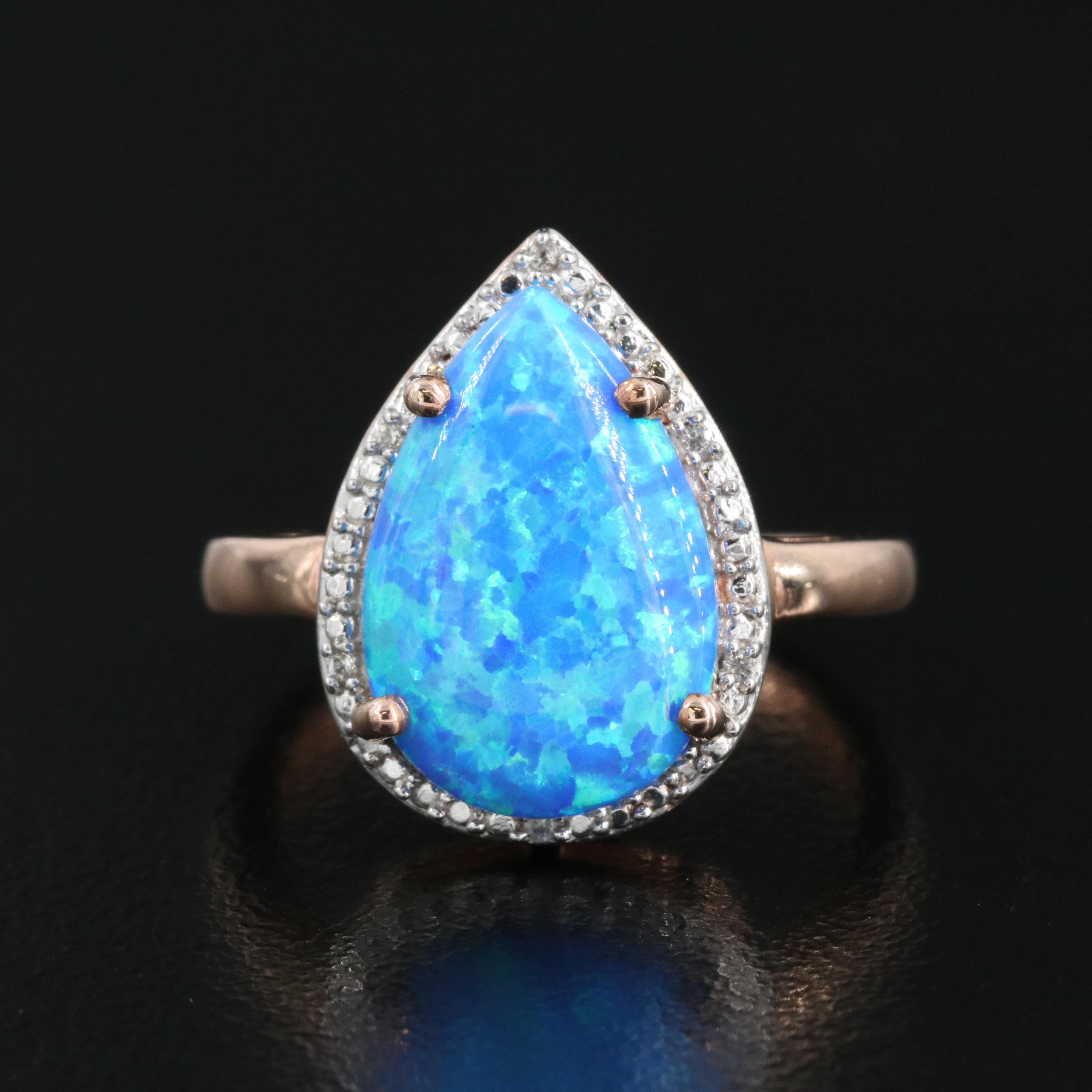 Sterling Opal and Sapphire Ring