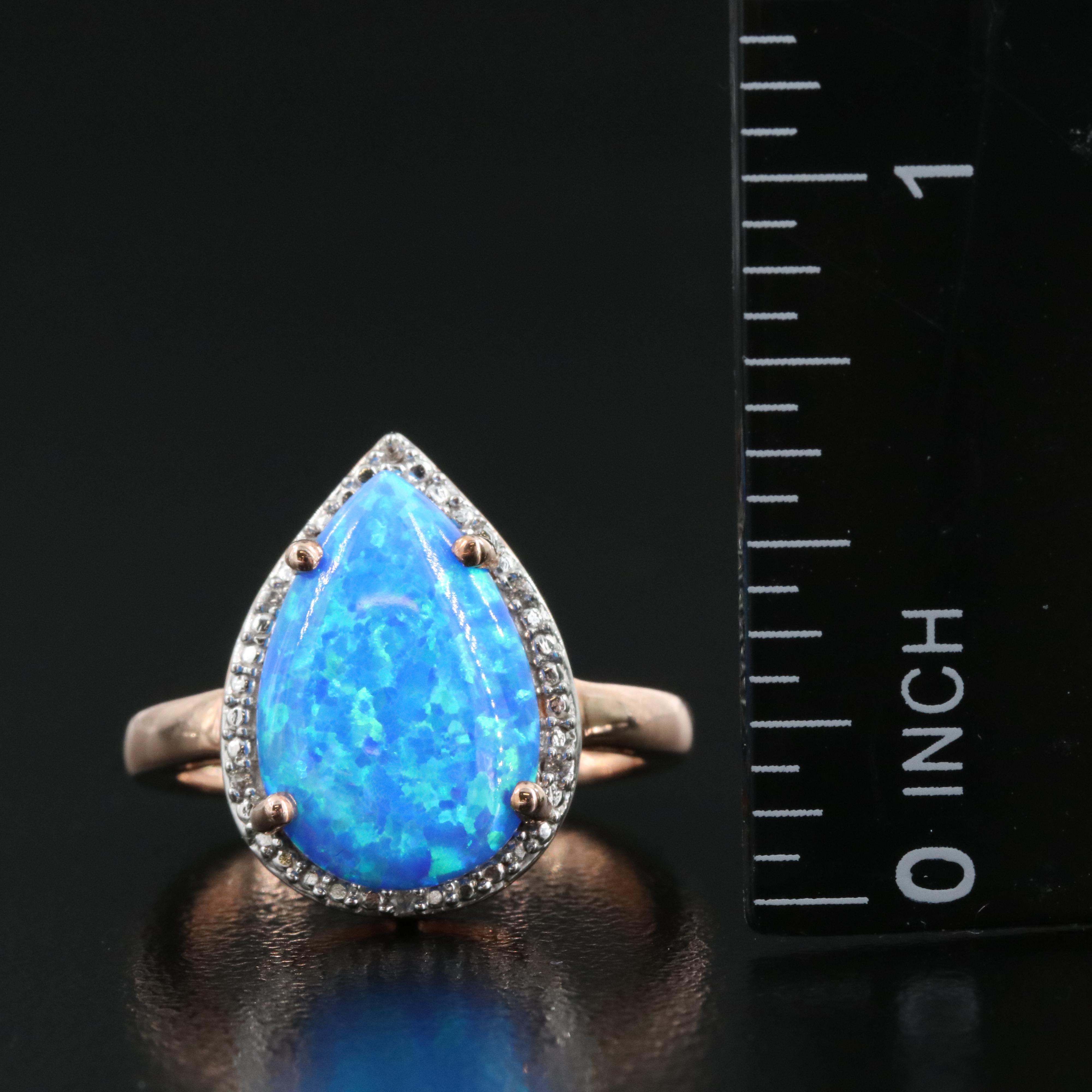 Sterling Opal and Sapphire Ring