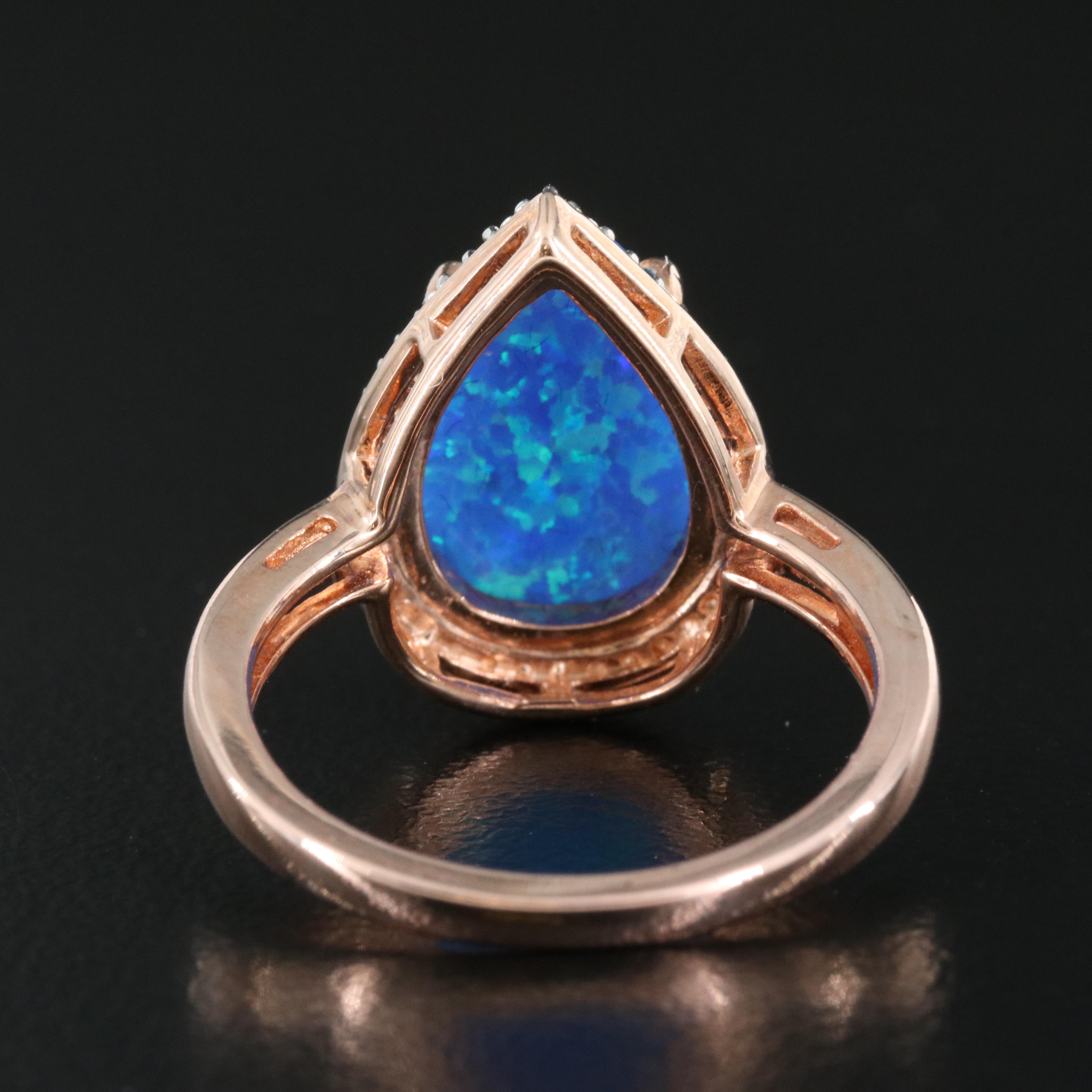 Sterling Opal and Sapphire Ring