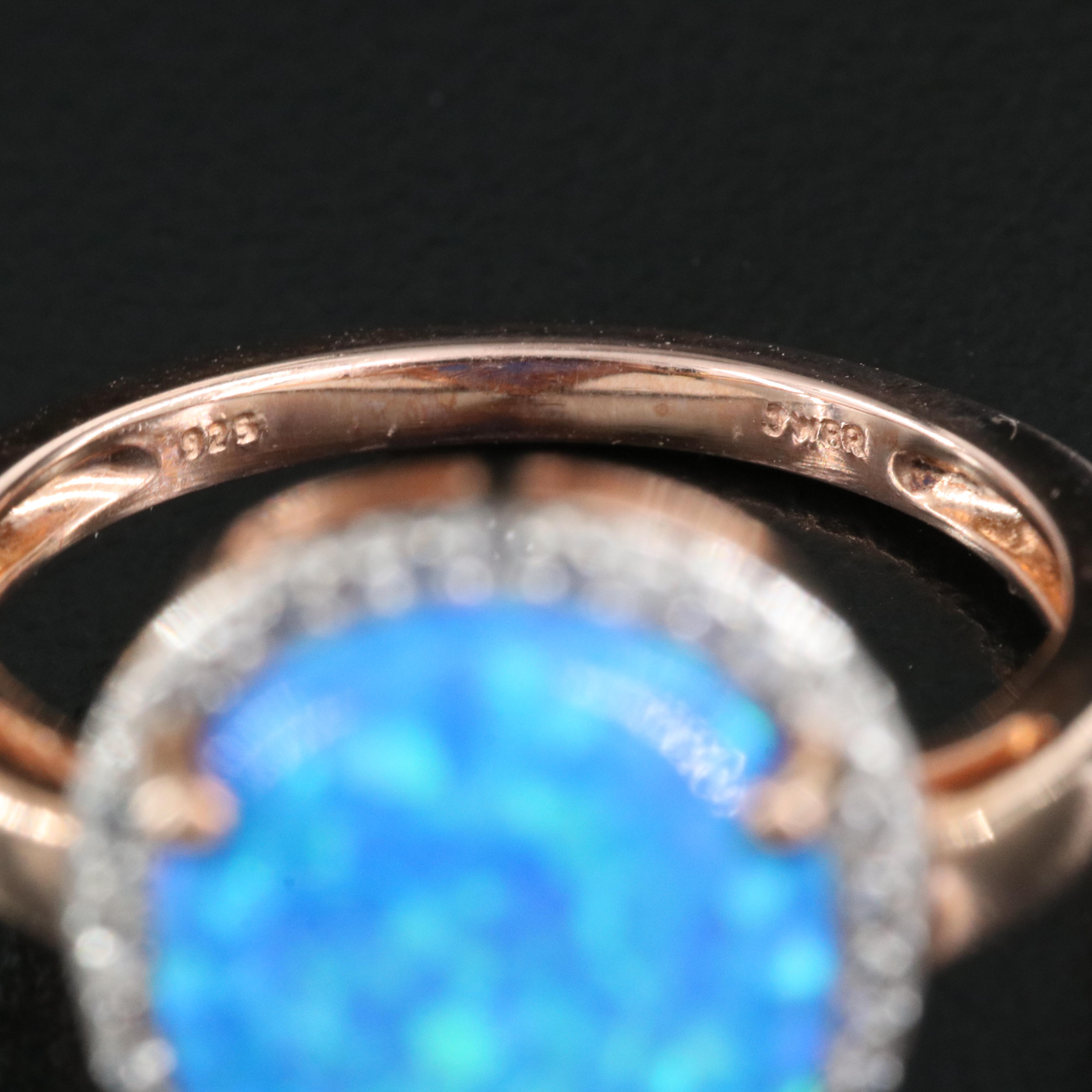Sterling Opal and Sapphire Ring