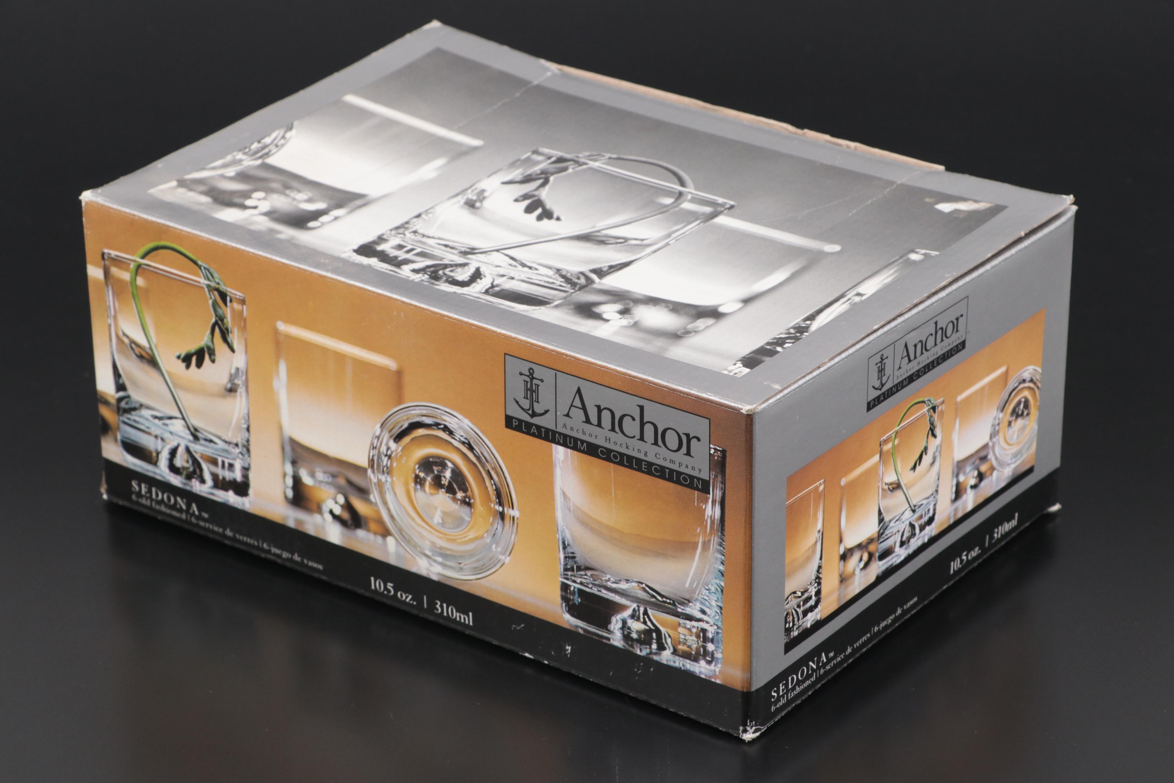 Anchor Hocking "Sedona" Glass Old Fashioned Tumblers with Other Snack Plates