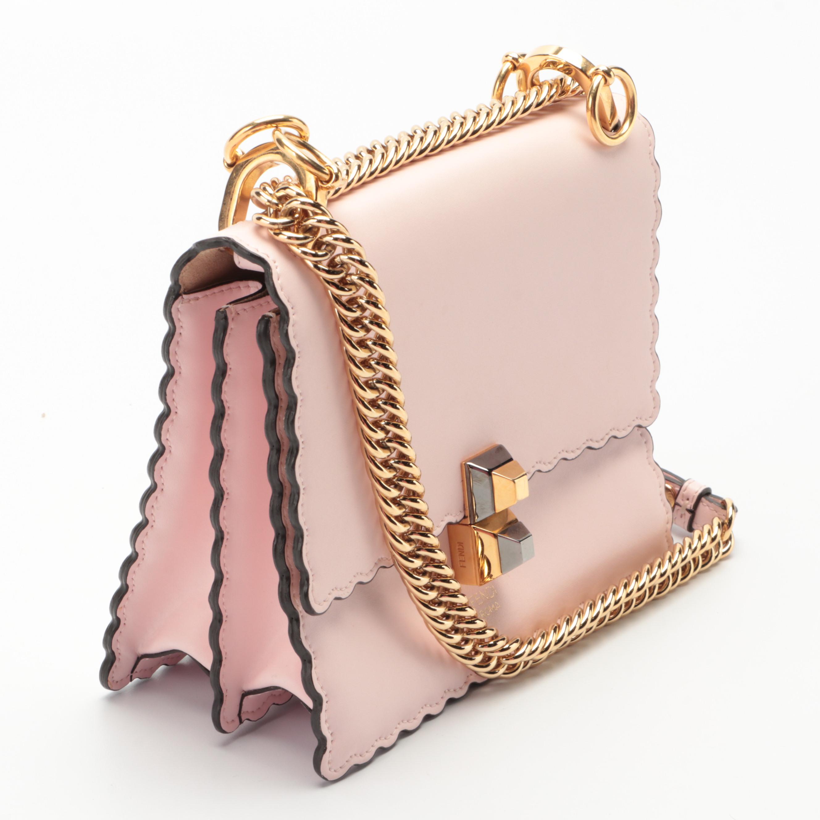 Fendi Kan I Flap Front Crossbody in Scalloped  Leather