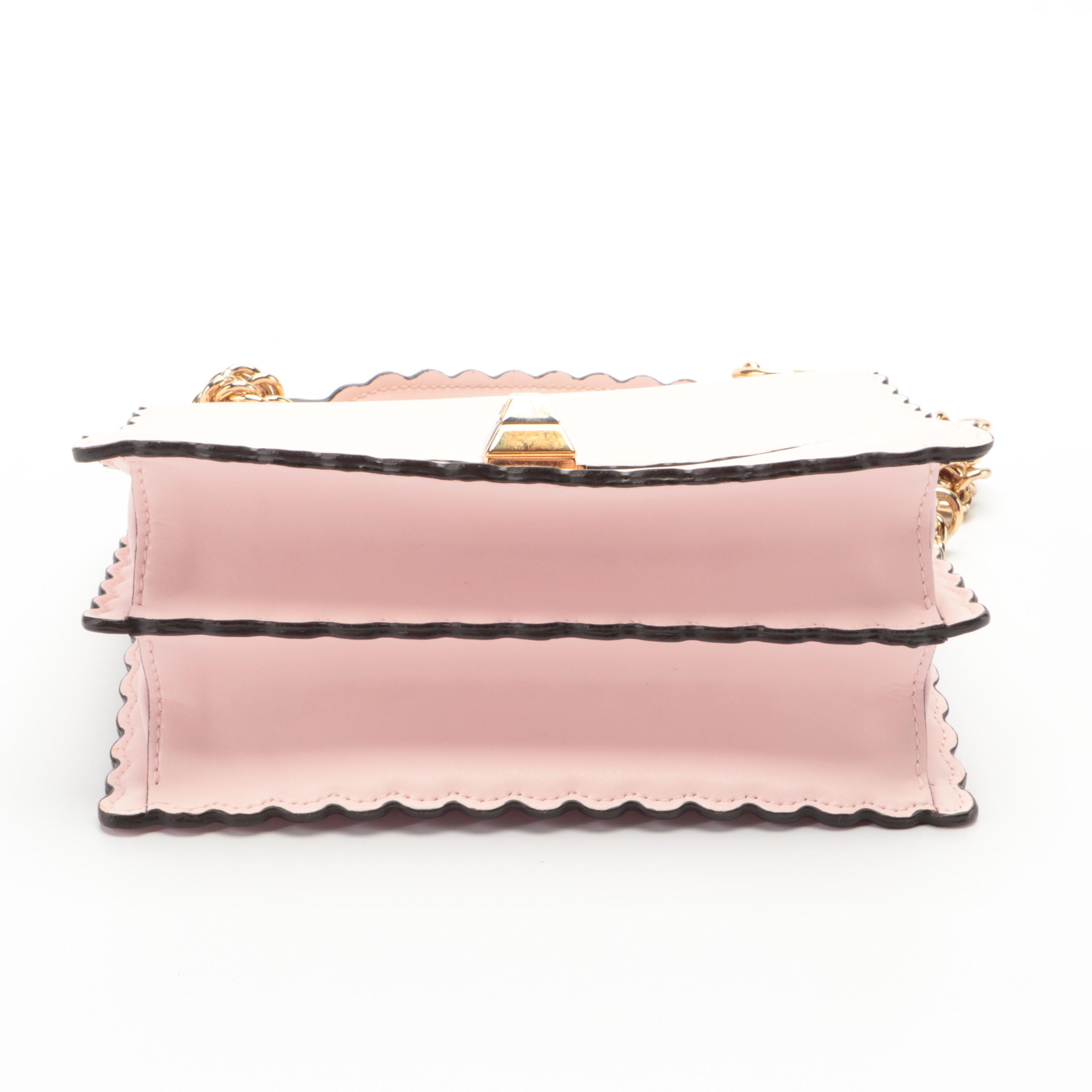 Fendi Kan I Flap Front Crossbody in Scalloped  Leather