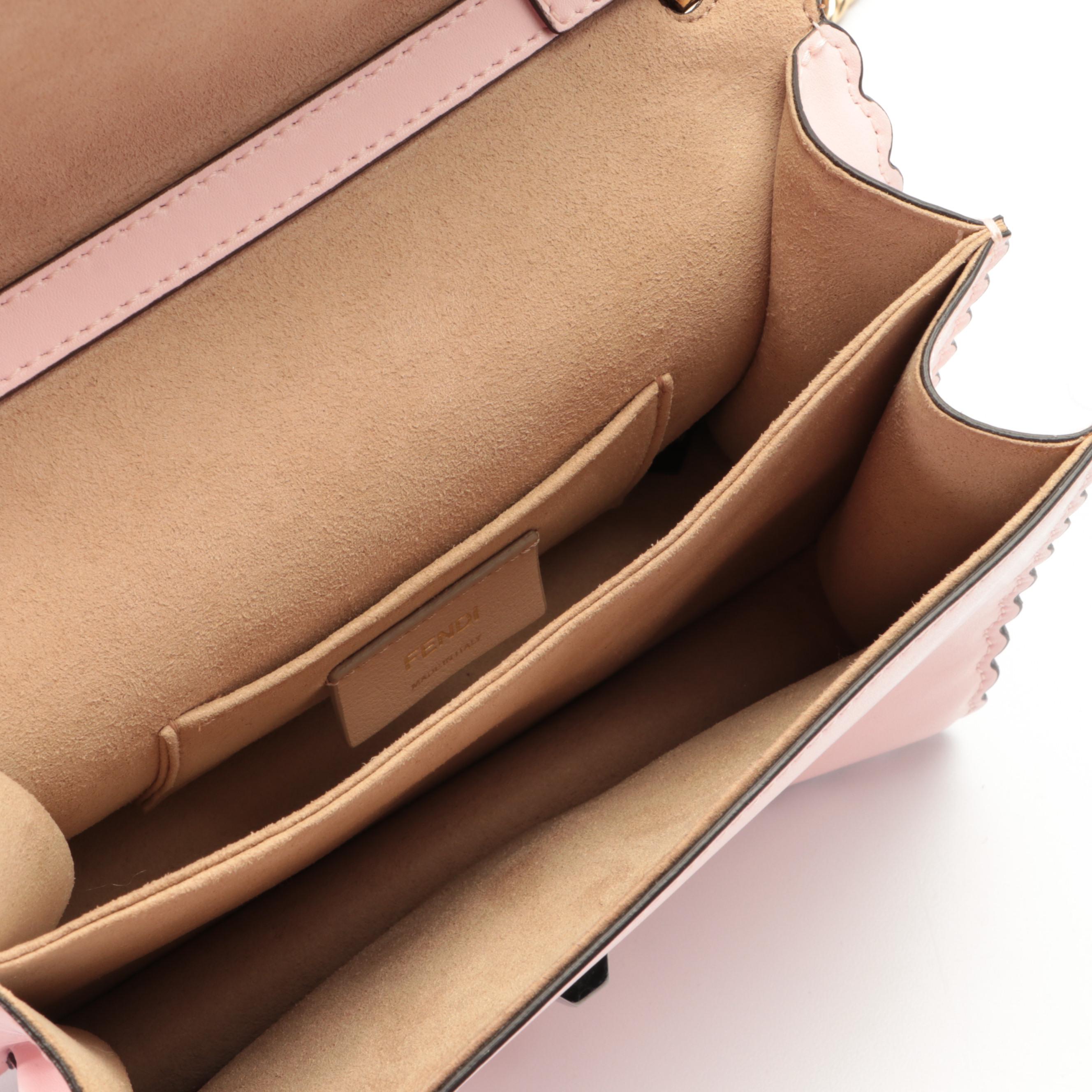 Fendi Kan I Flap Front Crossbody in Scalloped  Leather