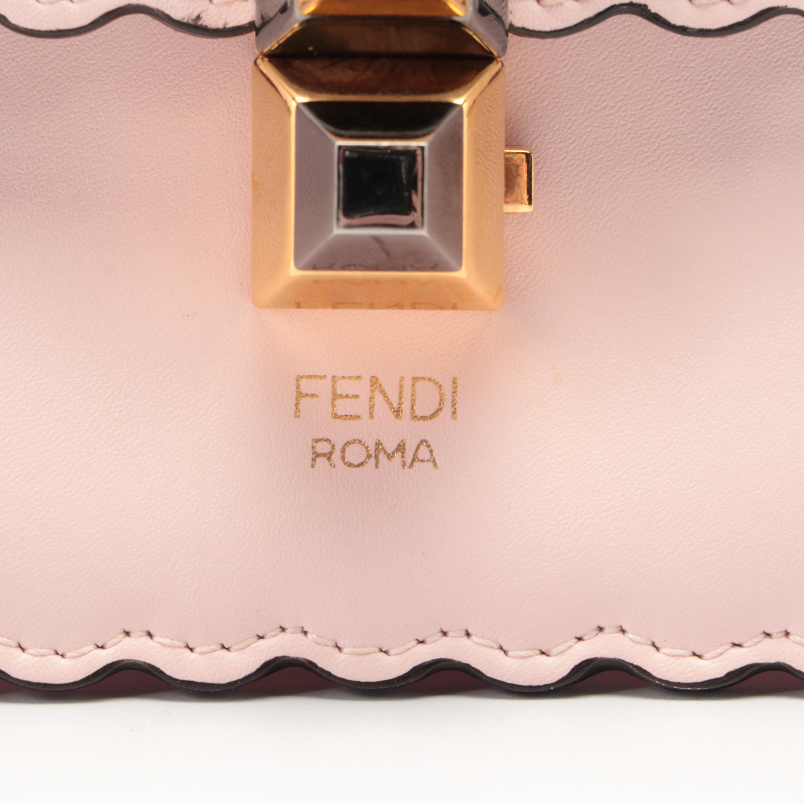 Fendi Kan I Flap Front Crossbody in Scalloped  Leather