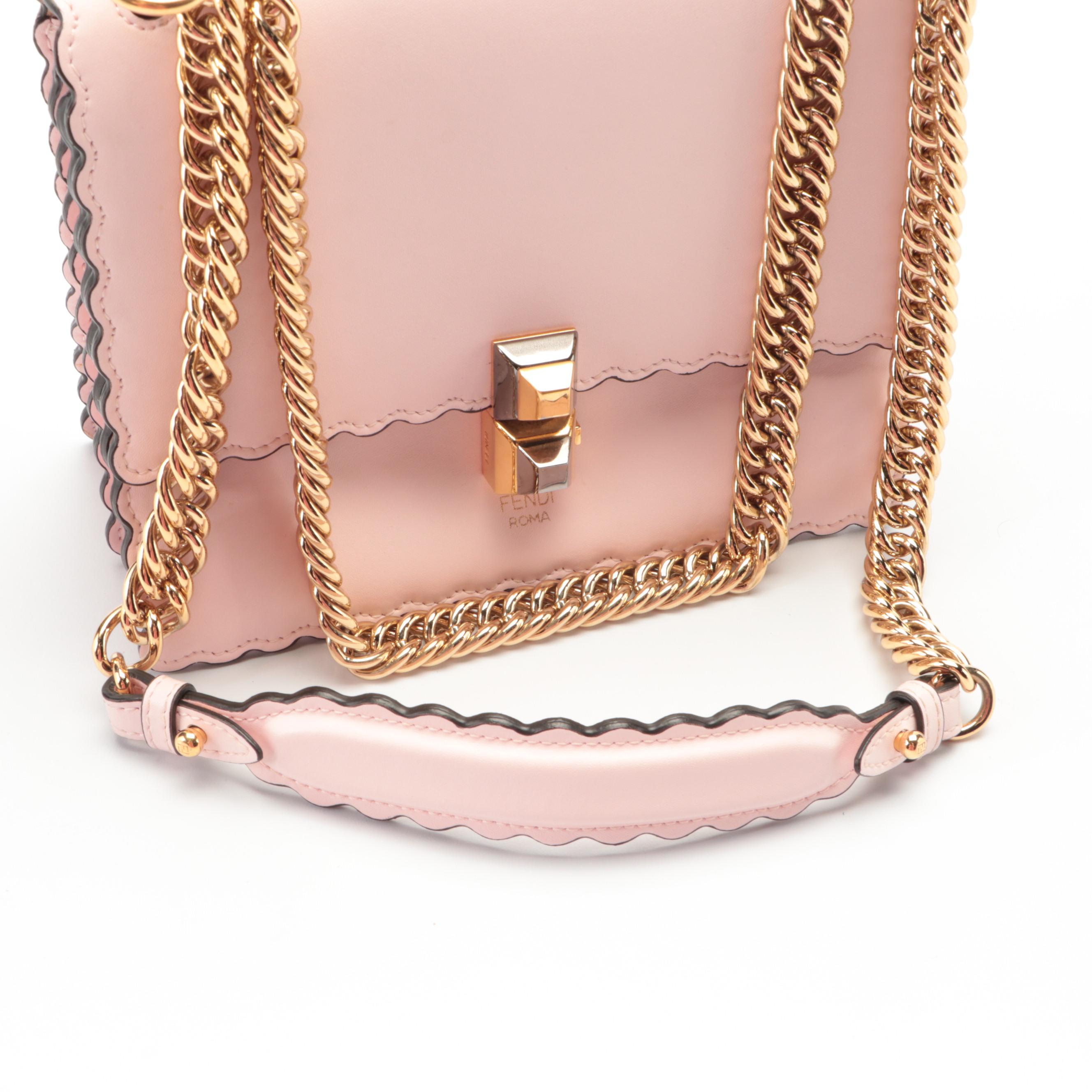 Fendi Kan I Flap Front Crossbody in Scalloped  Leather