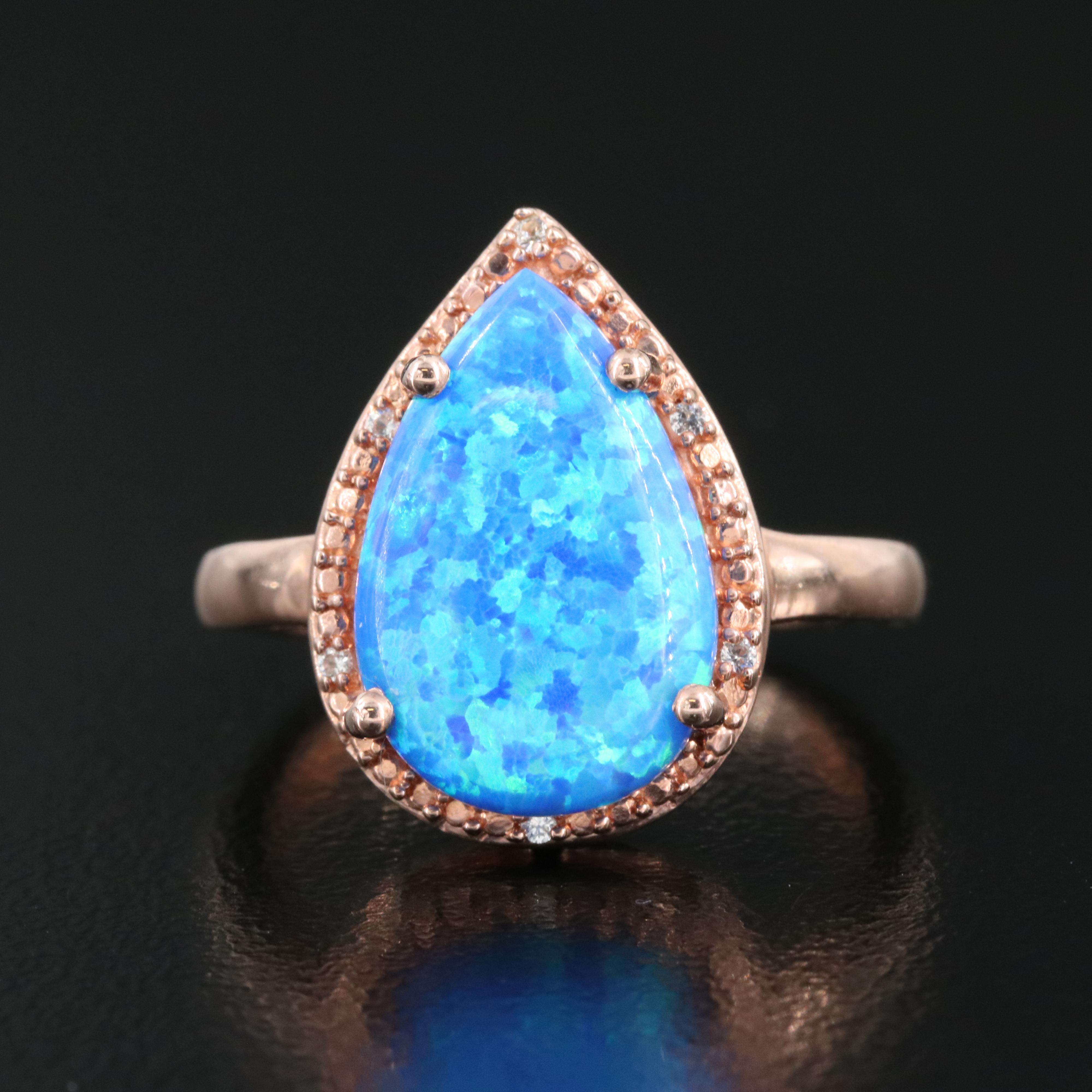 Sterling Opal and Sapphire Ring