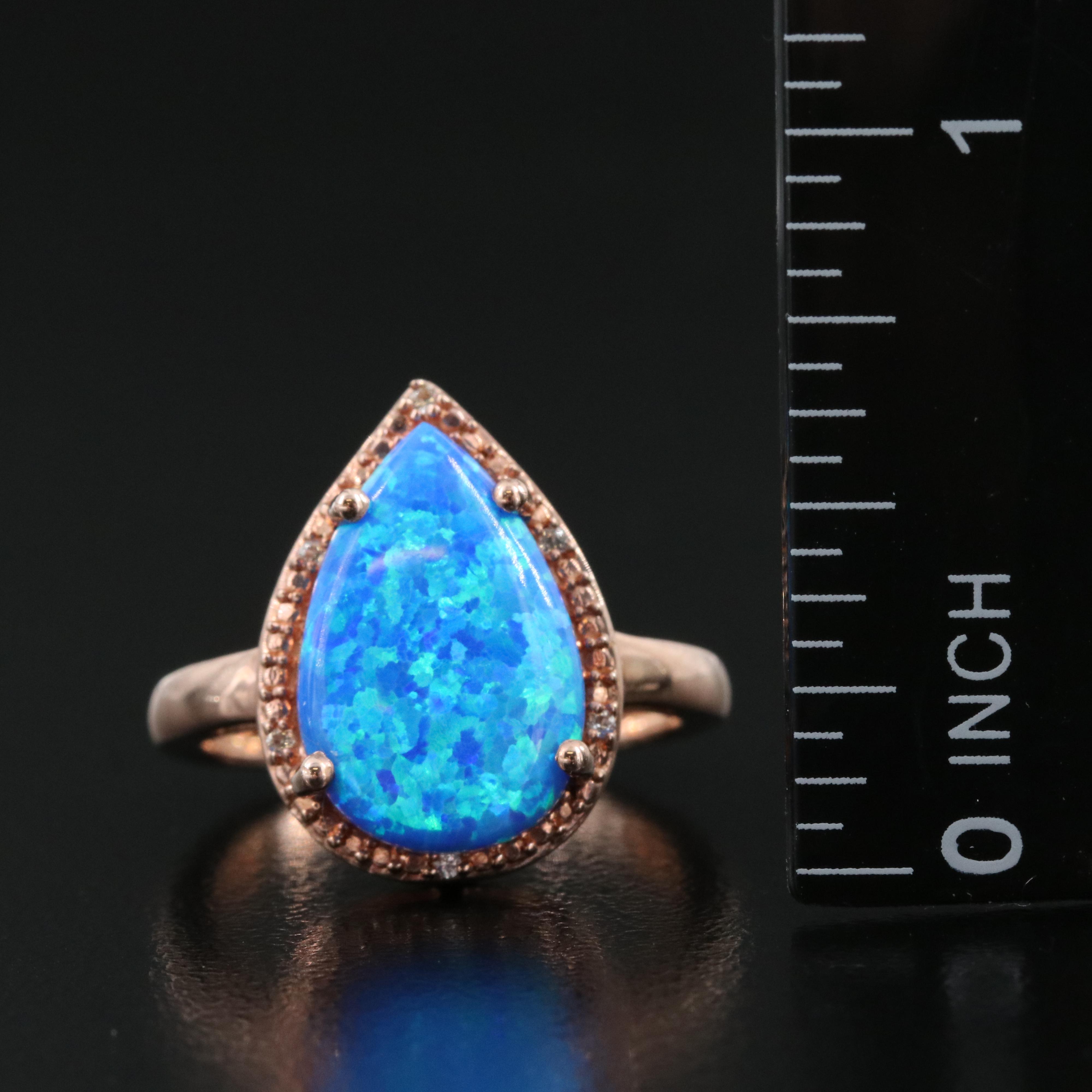 Sterling Opal and Sapphire Ring