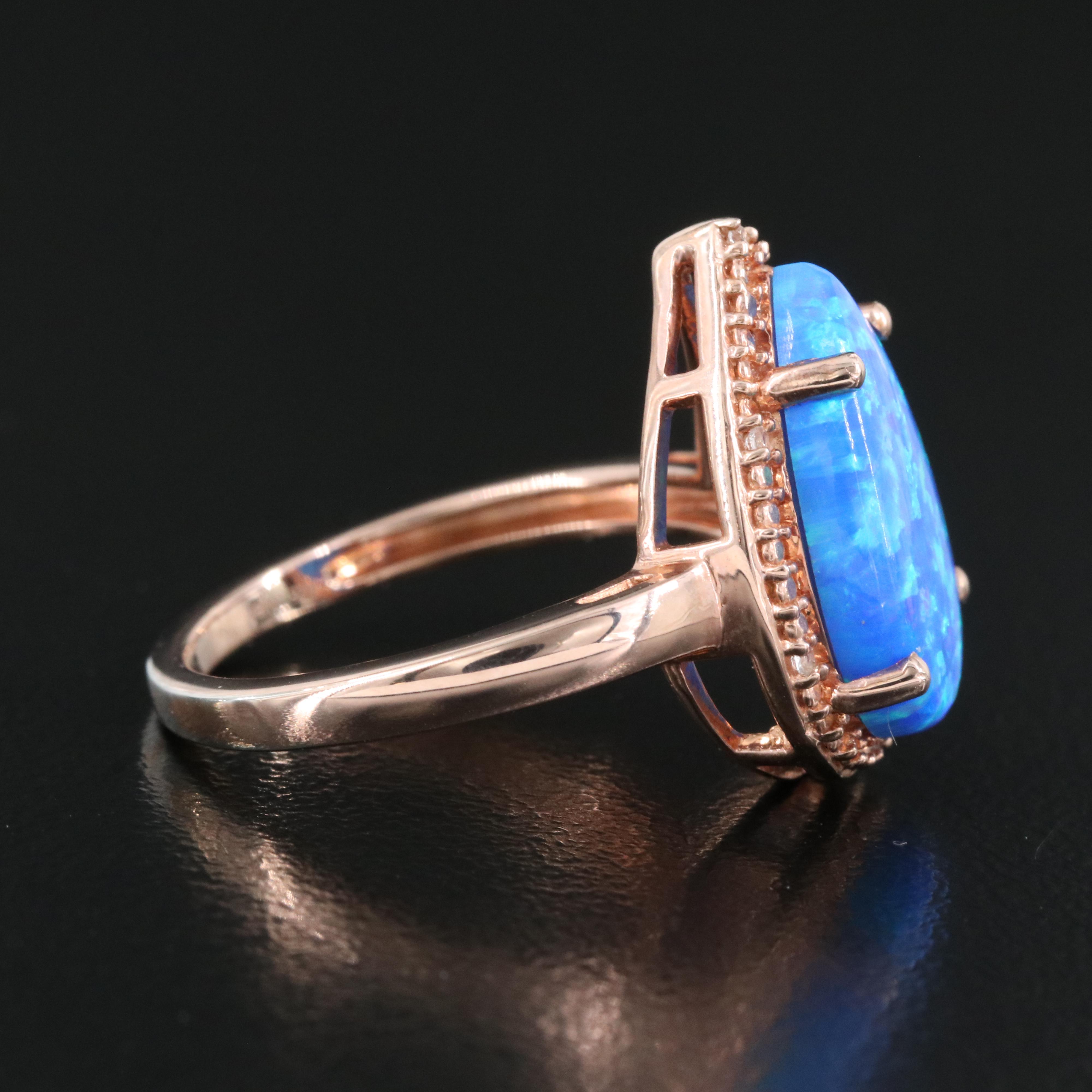 Sterling Opal and Sapphire Ring