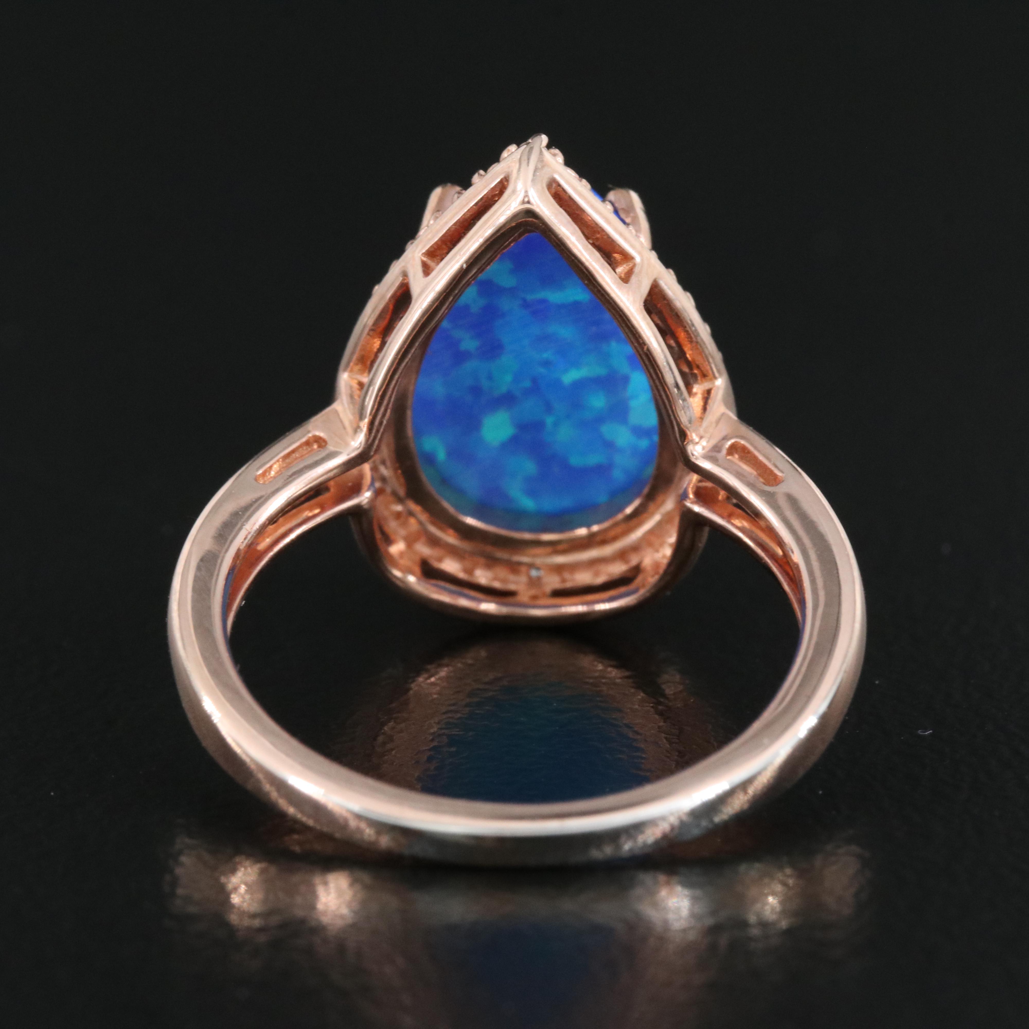 Sterling Opal and Sapphire Ring