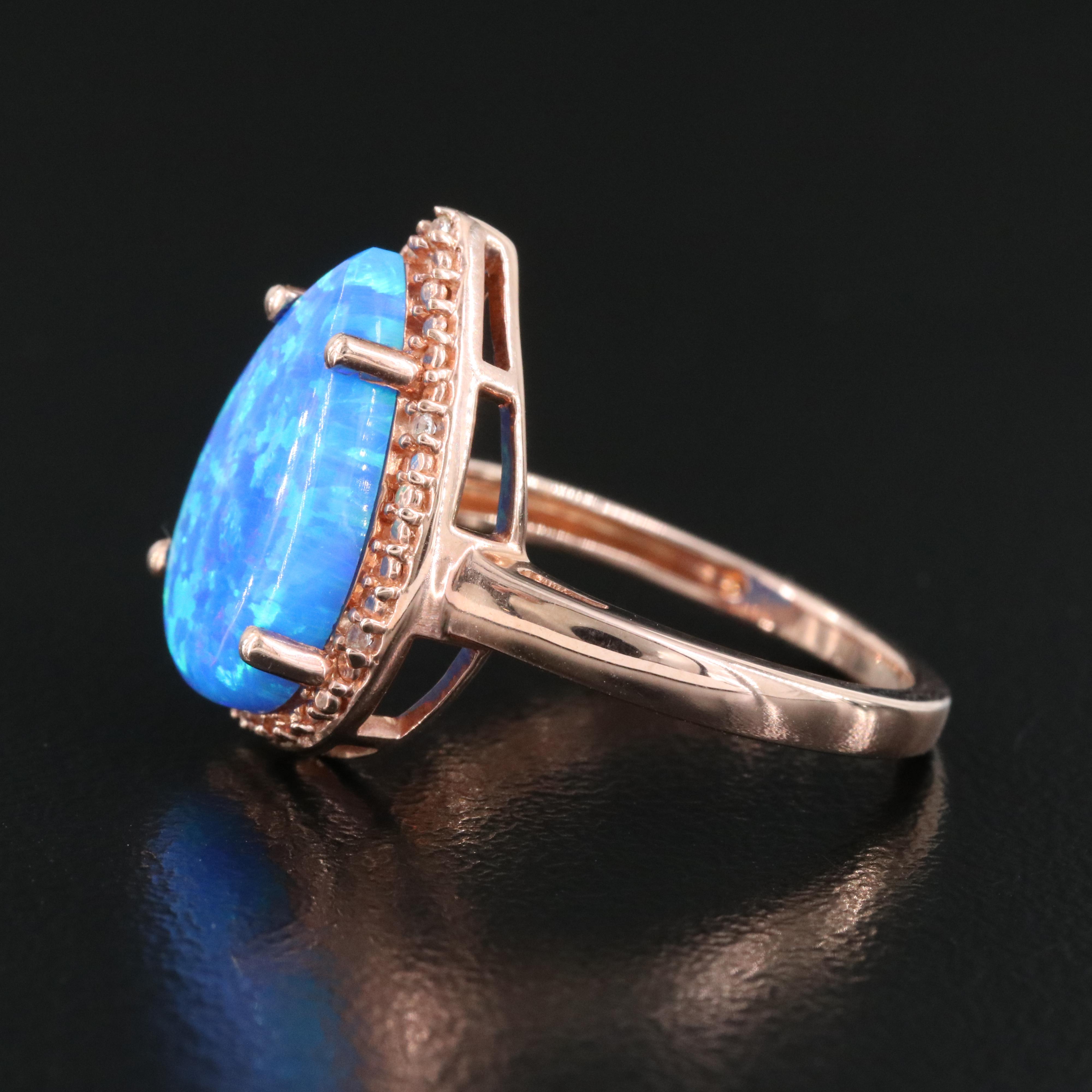 Sterling Opal and Sapphire Ring
