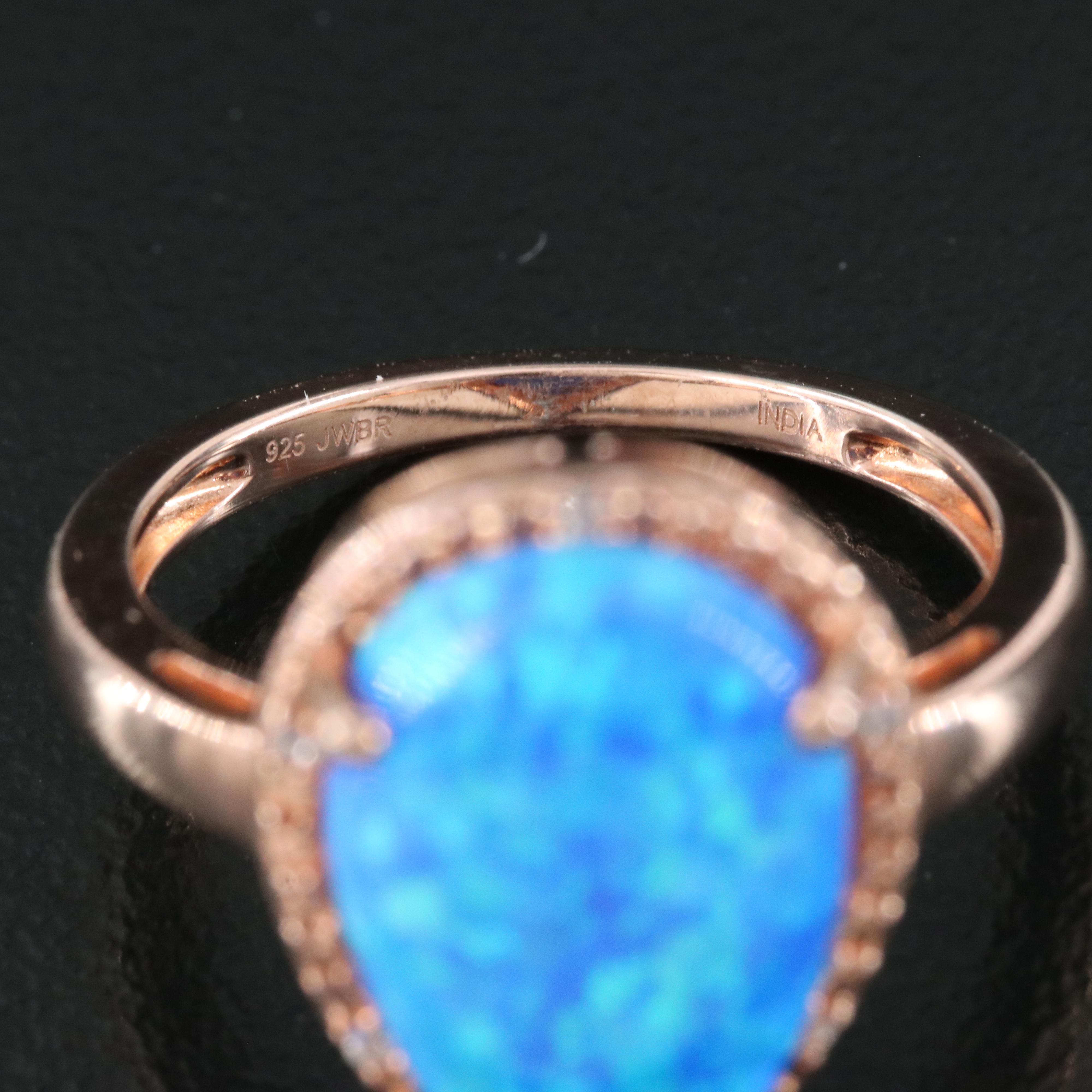 Sterling Opal and Sapphire Ring