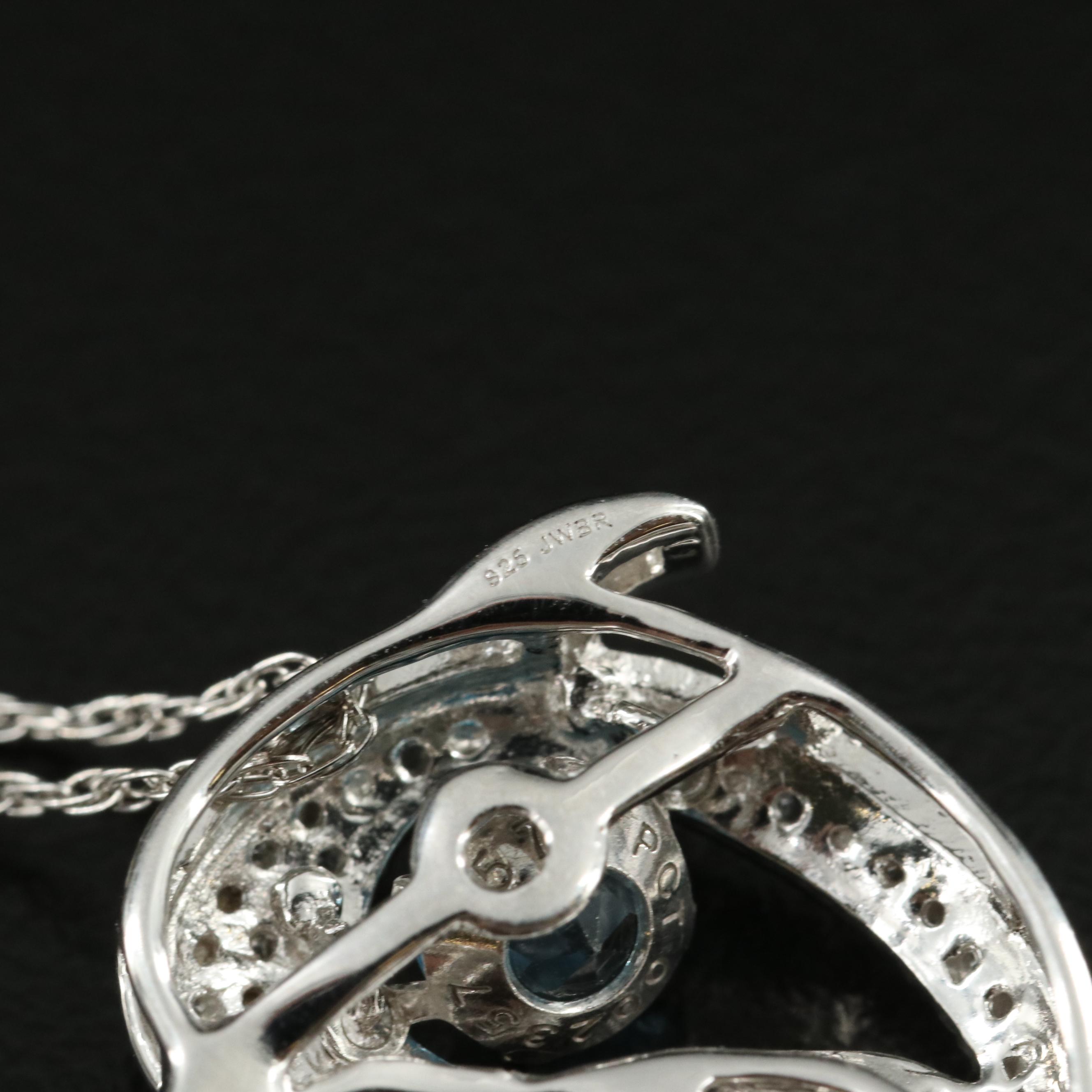 Sterling Sky Blue Topaz Dolphin Trembler Pendant Necklace