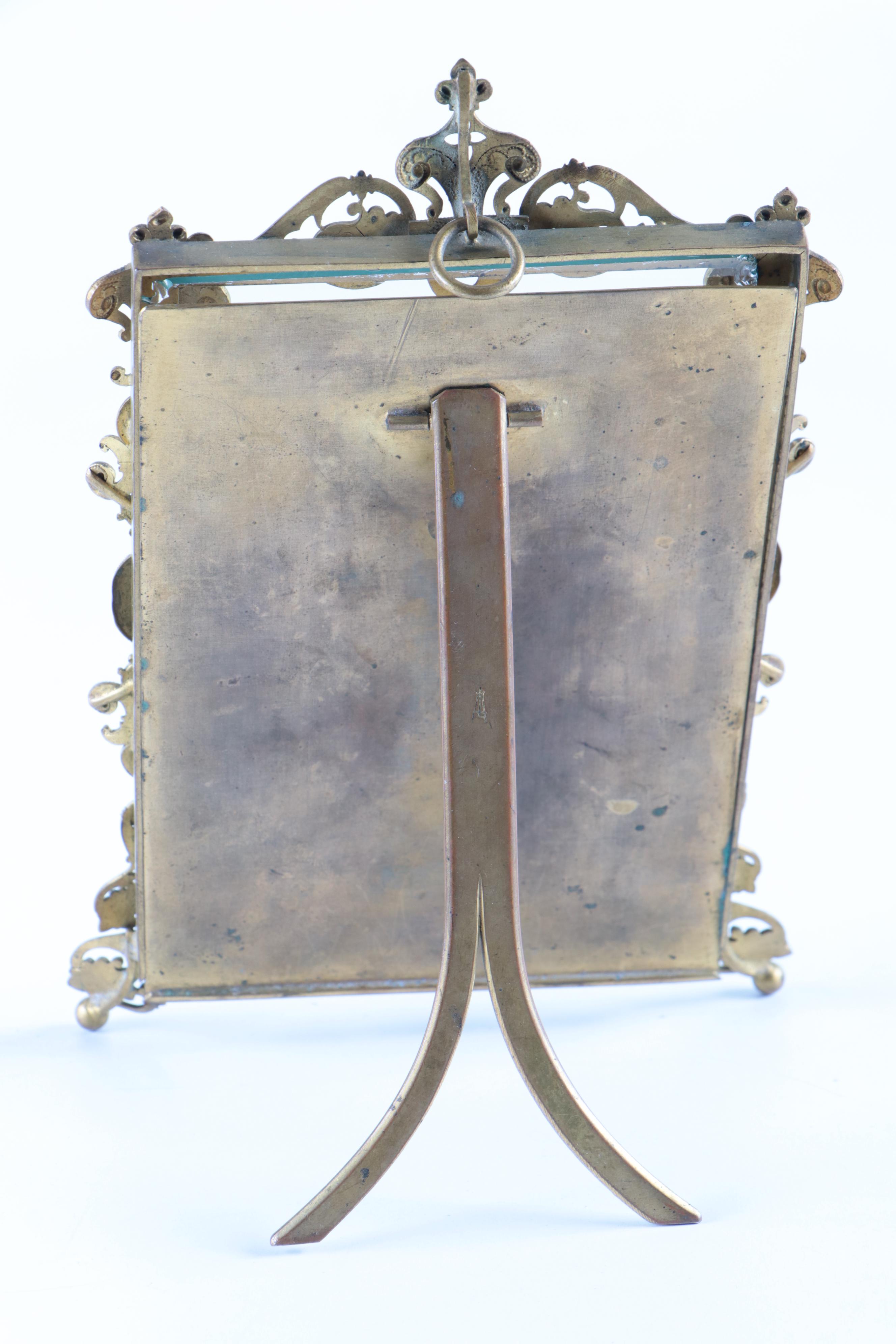 French Brass and Champleve Enamel Picture Frame, Late 19th Century