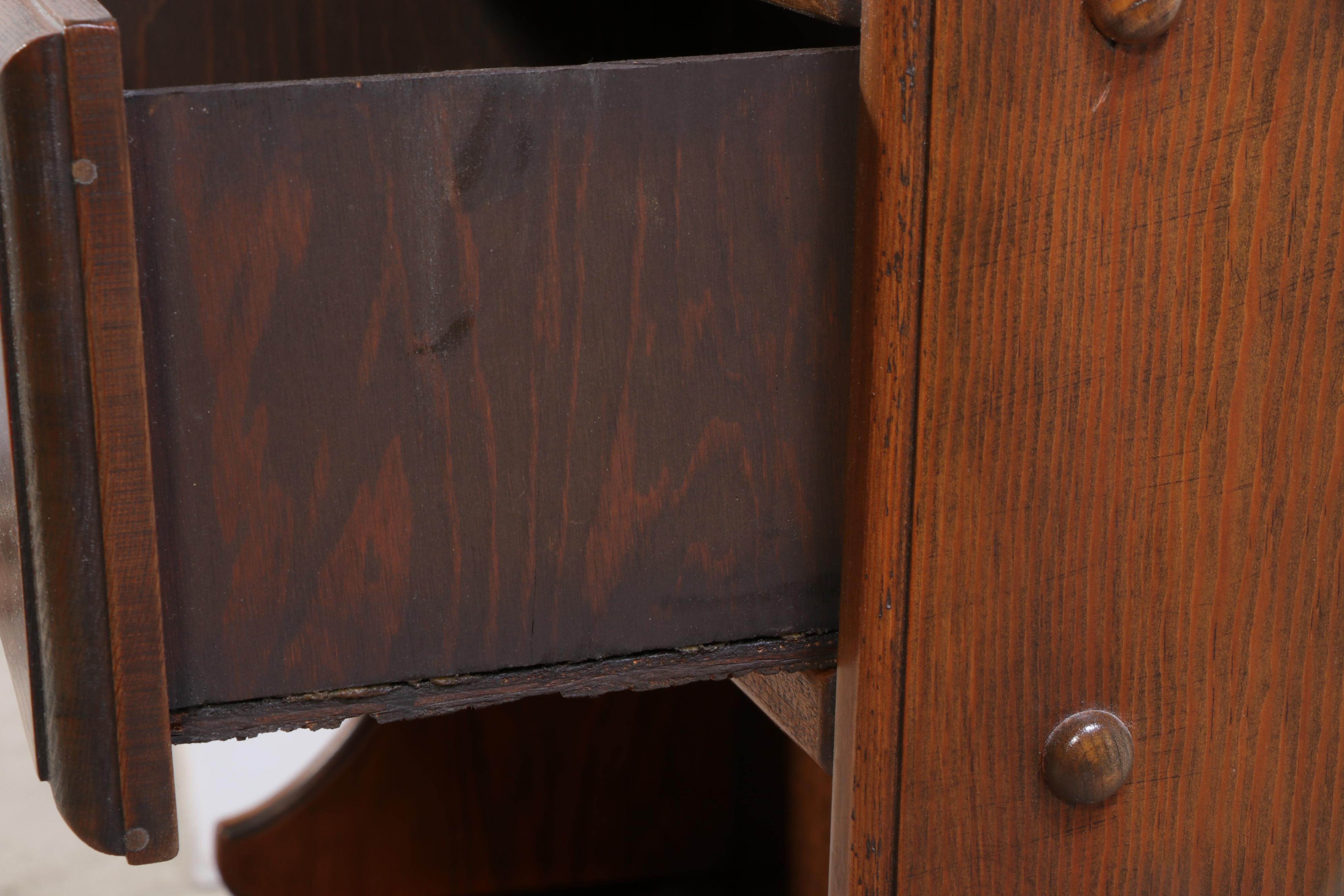 Claude Lemons Jr. Colonial Style Pine and Oak Secretary Bookcase with Side Chair