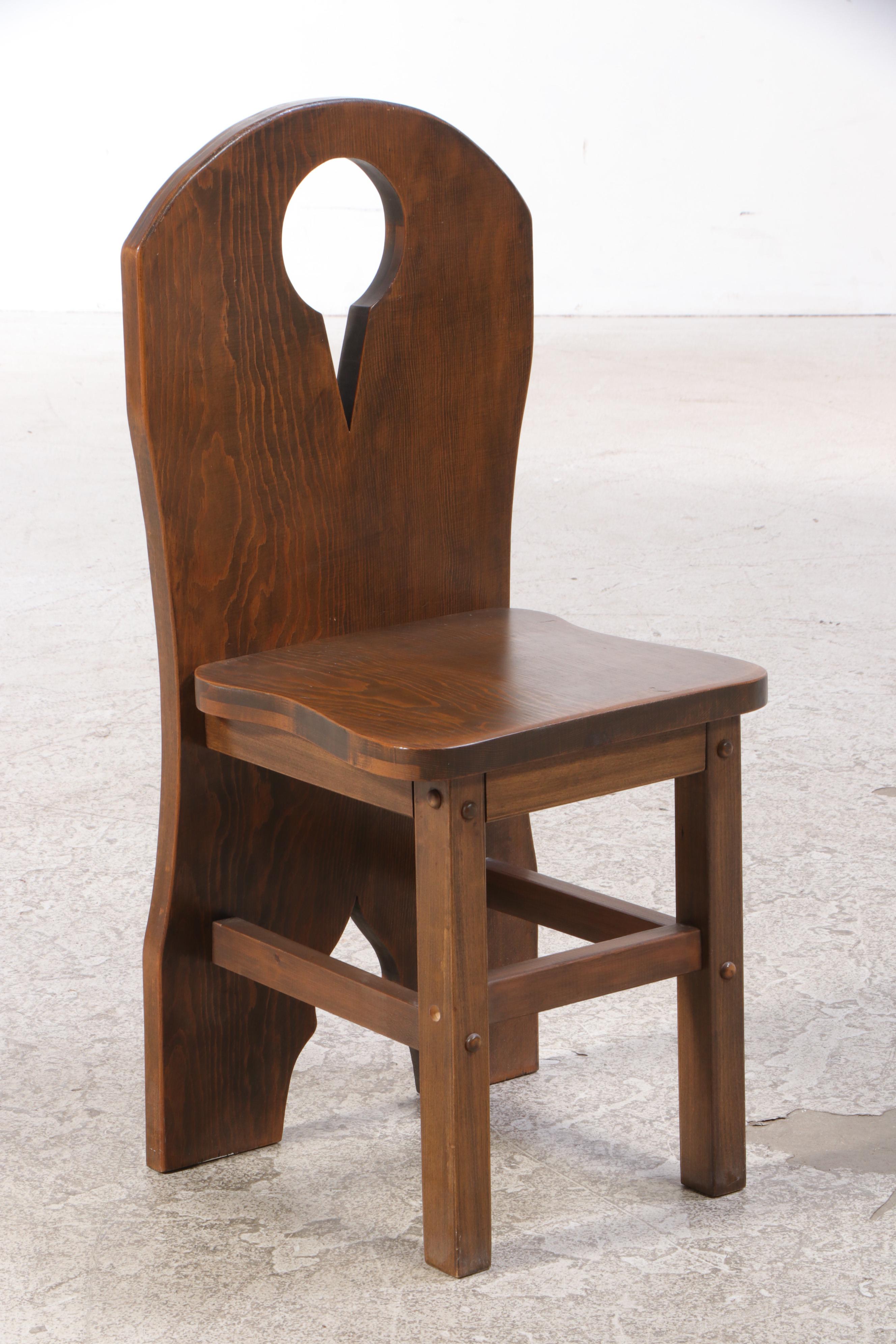 Claude Lemons Jr. Colonial Style Pine and Oak Secretary Bookcase with Side Chair