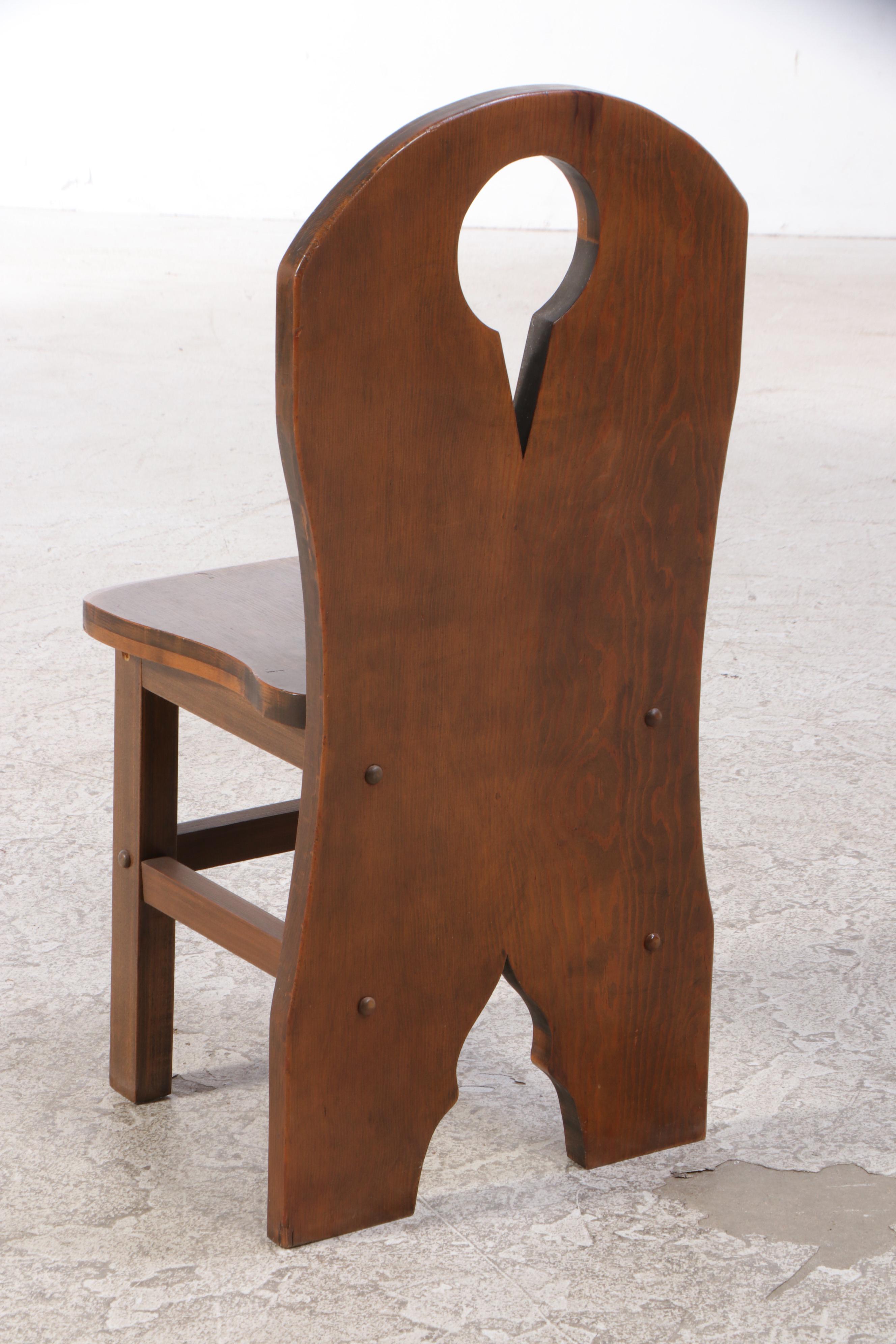 Claude Lemons Jr. Colonial Style Pine and Oak Secretary Bookcase with Side Chair